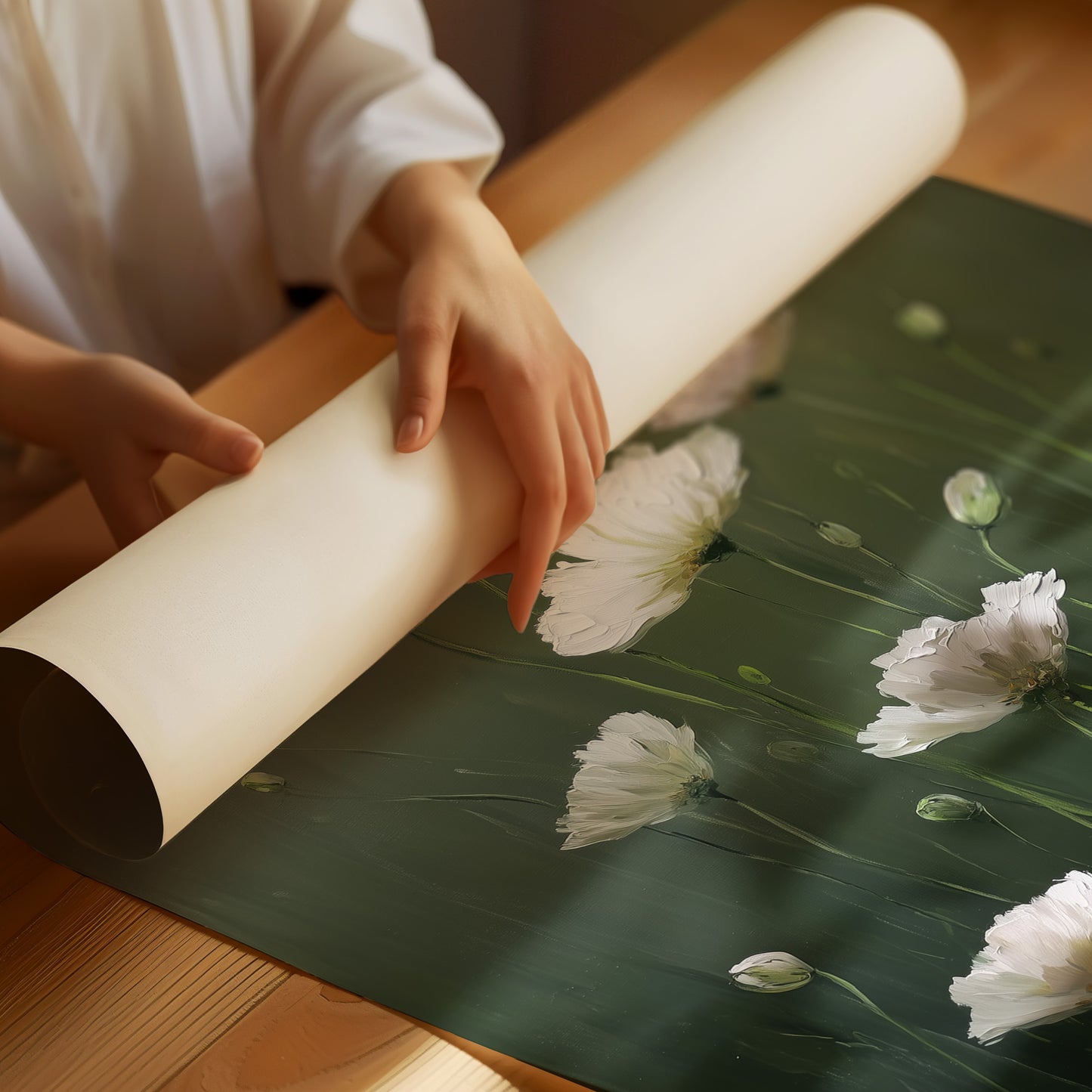 White Blooms in Quiet Green