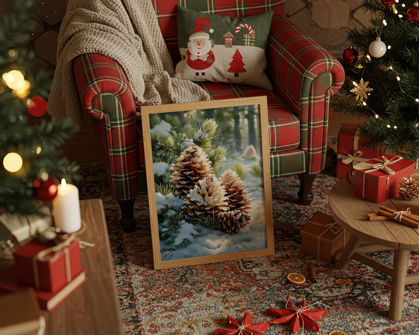 Snow Dusted Pinecones Tell December Tales