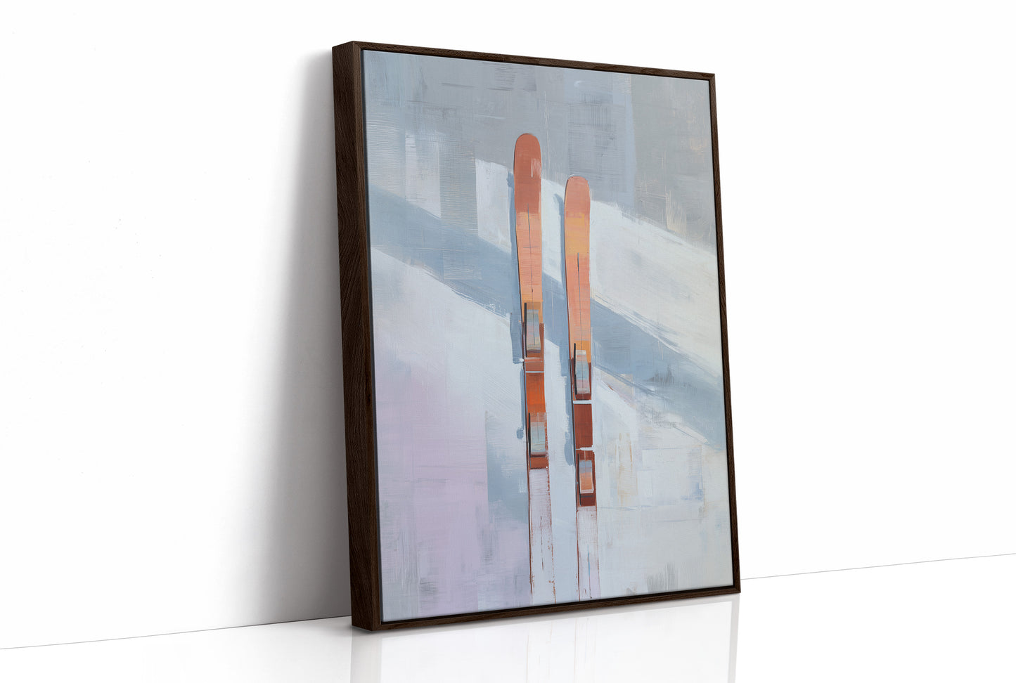 Alpine Duet: Copper Skis at Rest