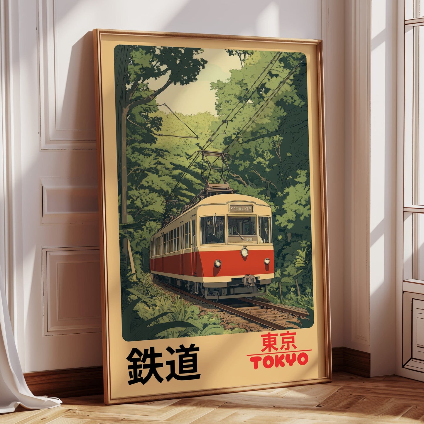 Retro Tokyo Railway Poster – Japanese Train Wall Art, Vintage Travel Print