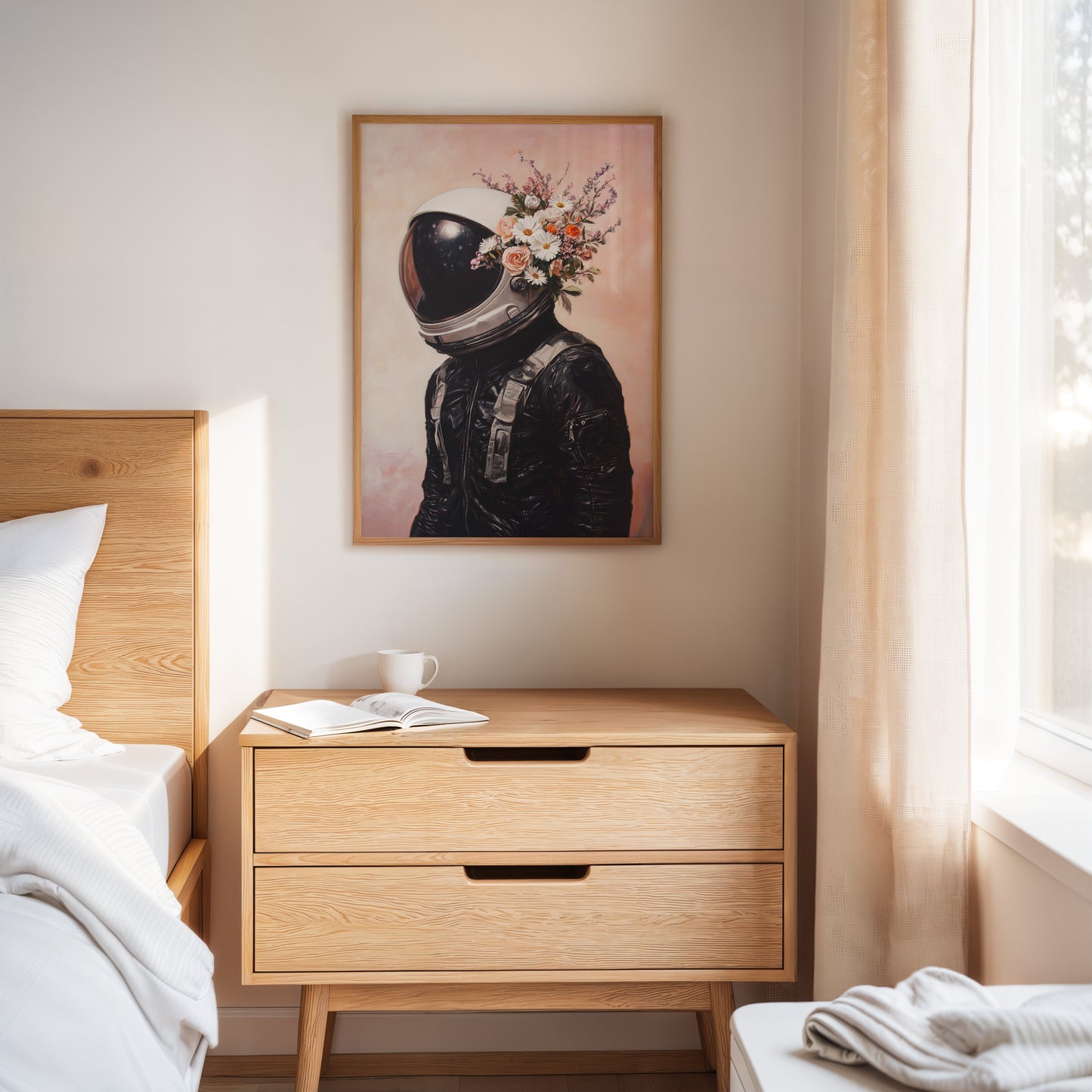 Astronaut with Blossoms on Blush