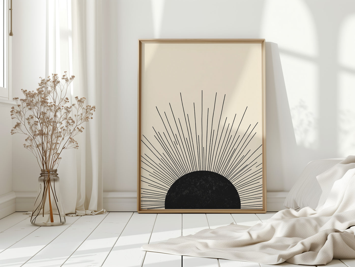 Minimal Black Sunburst Rising