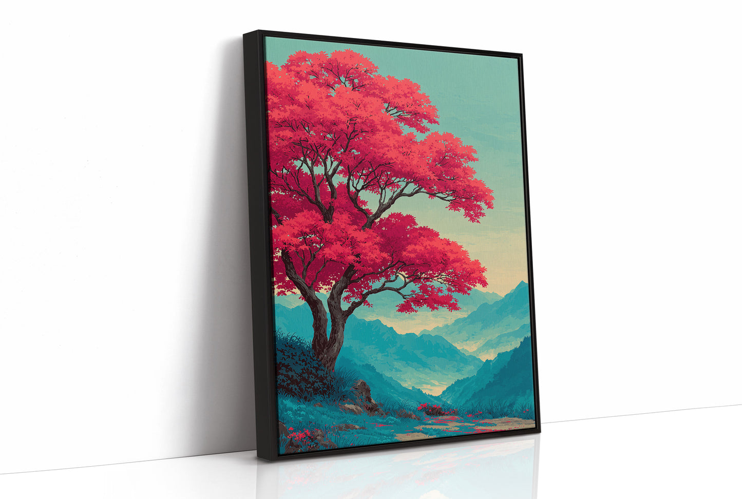 Red Tree, Blue Mountains, Still Morning