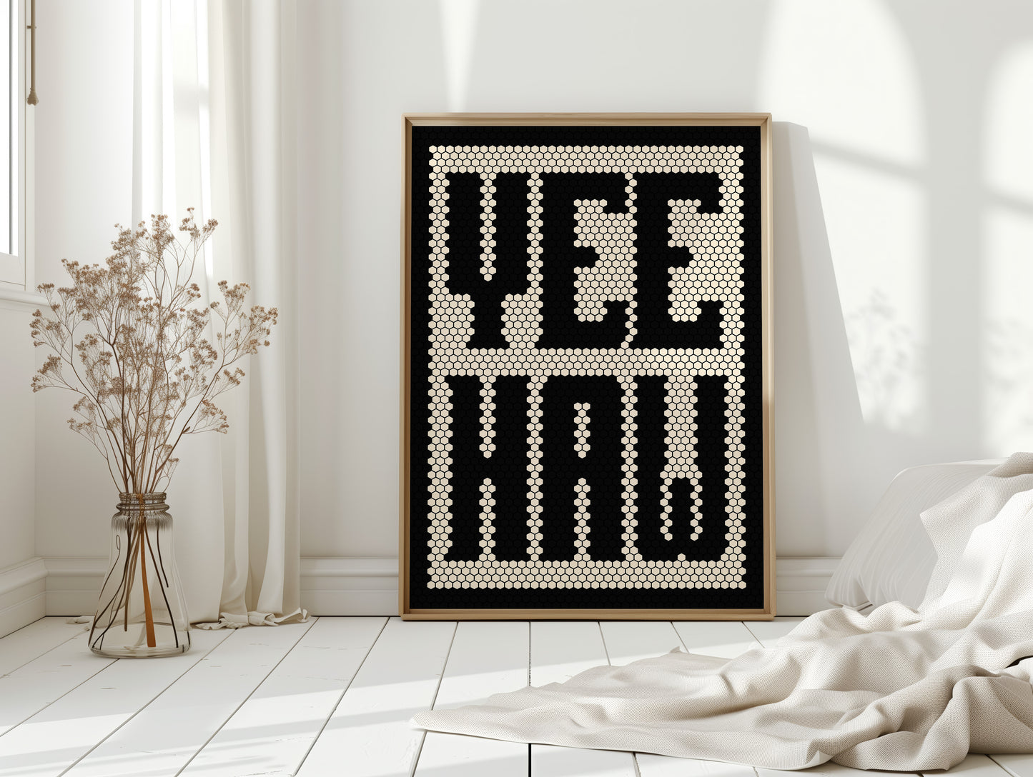 Yeehaw Mosaic Western Shout in Black