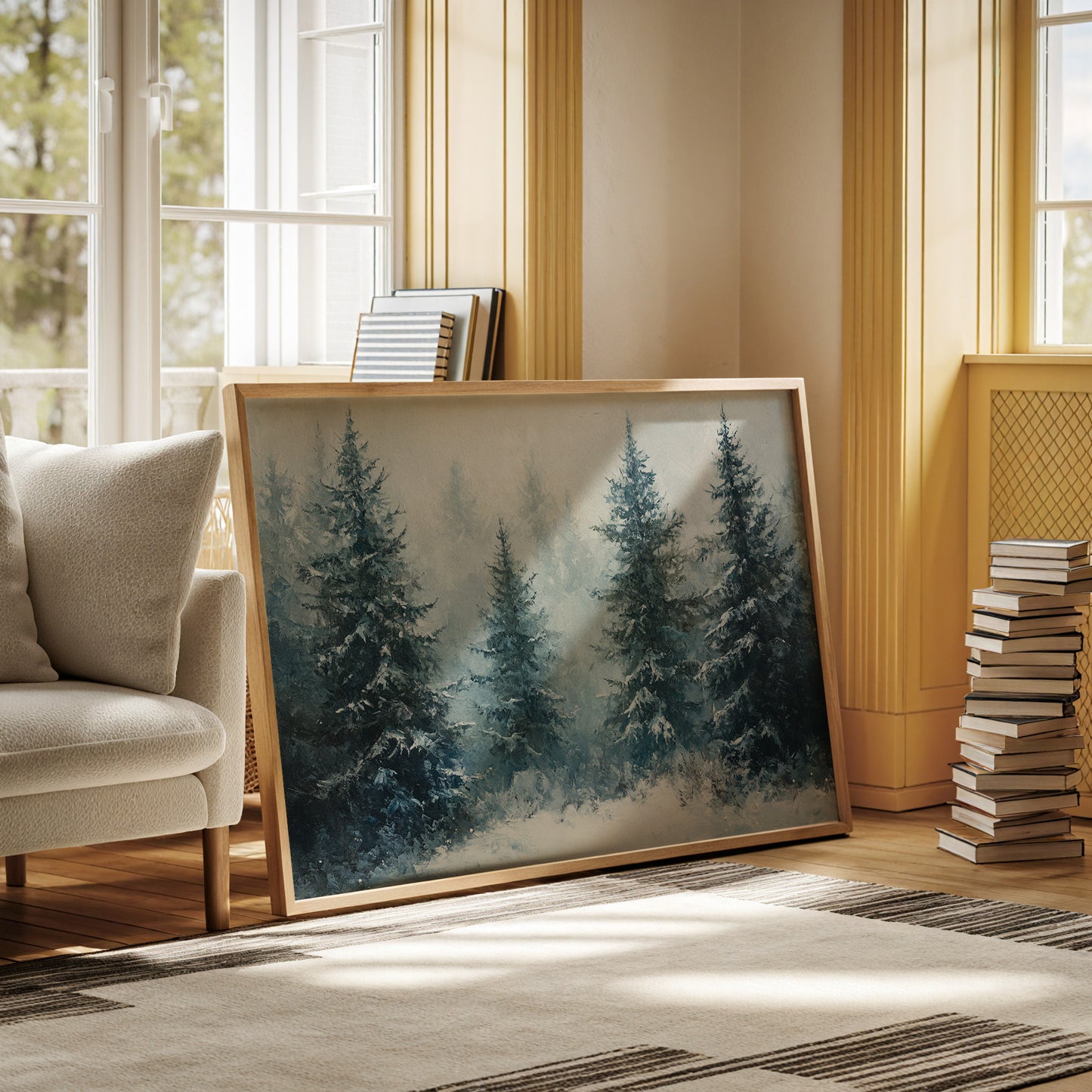 Silent Snow Settles Among Evergreens