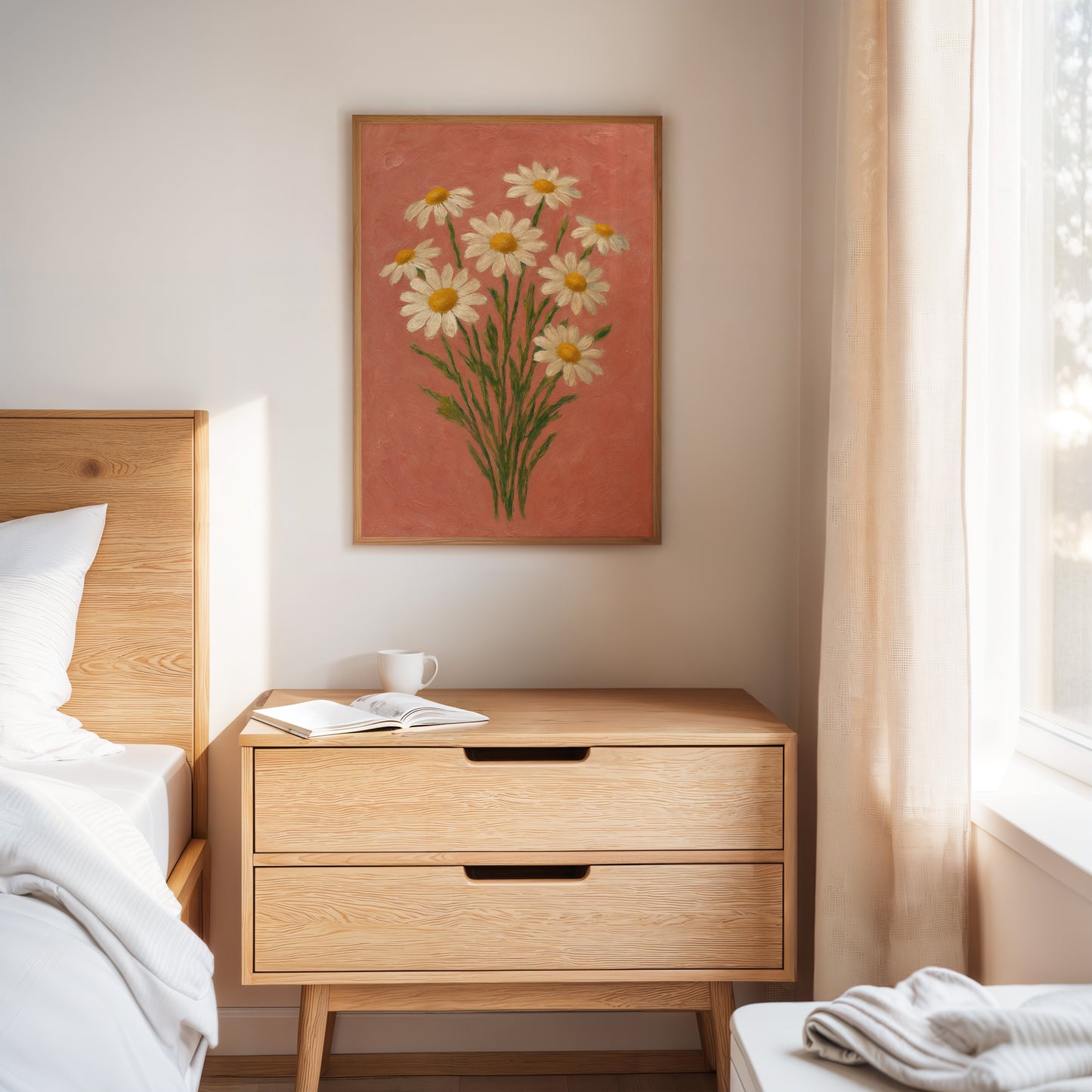 Wild Daisies on Blush Canvas