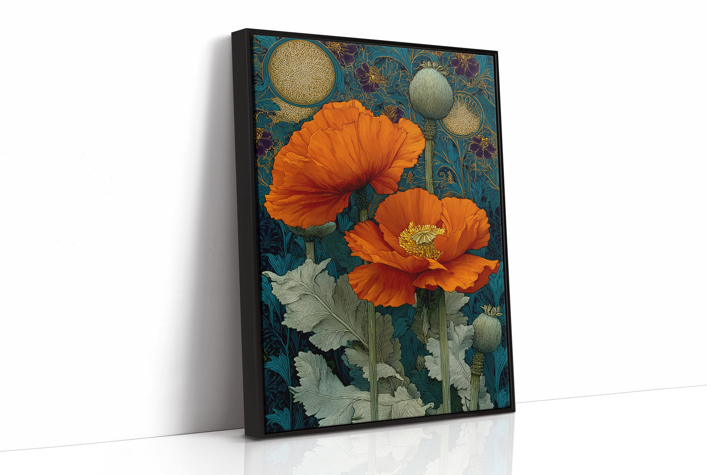 Poppies Under a Gold Moon