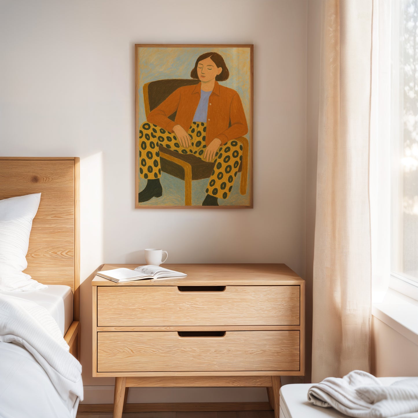 Still Moment in Patterned Pants