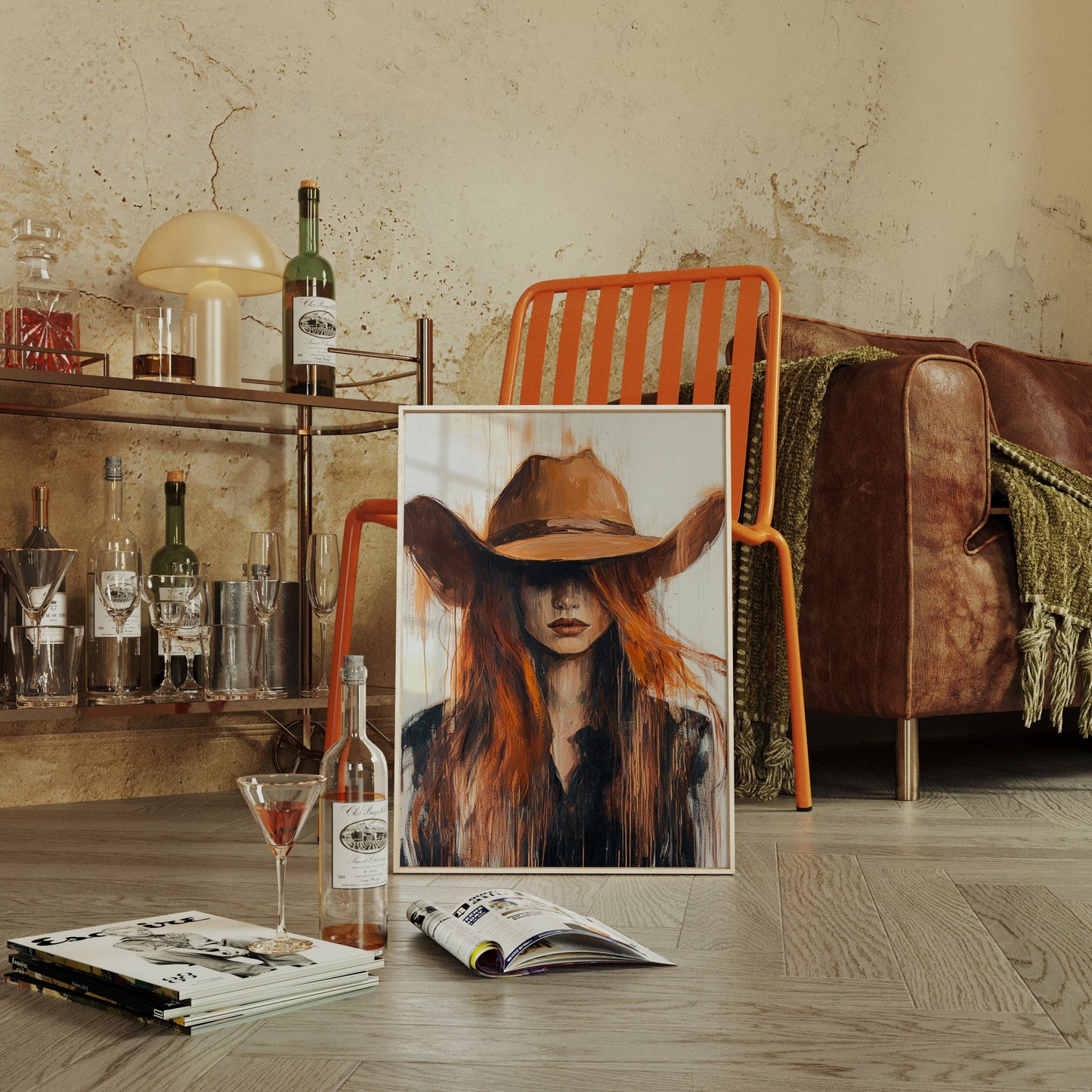 Western Flame – Bold Redhead Cowgirl Art