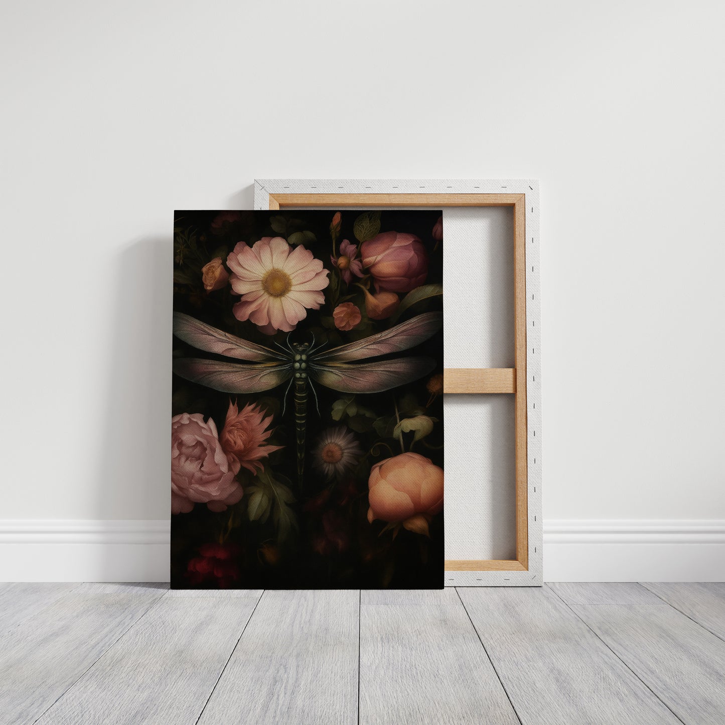 Dragonfly Among Midnight Blossoms