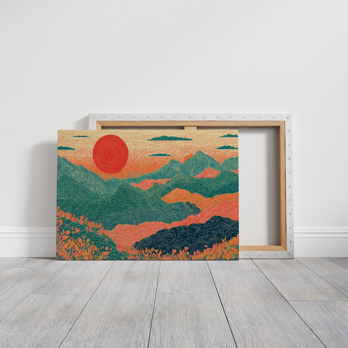Retro Sunrise Over Ridgelines