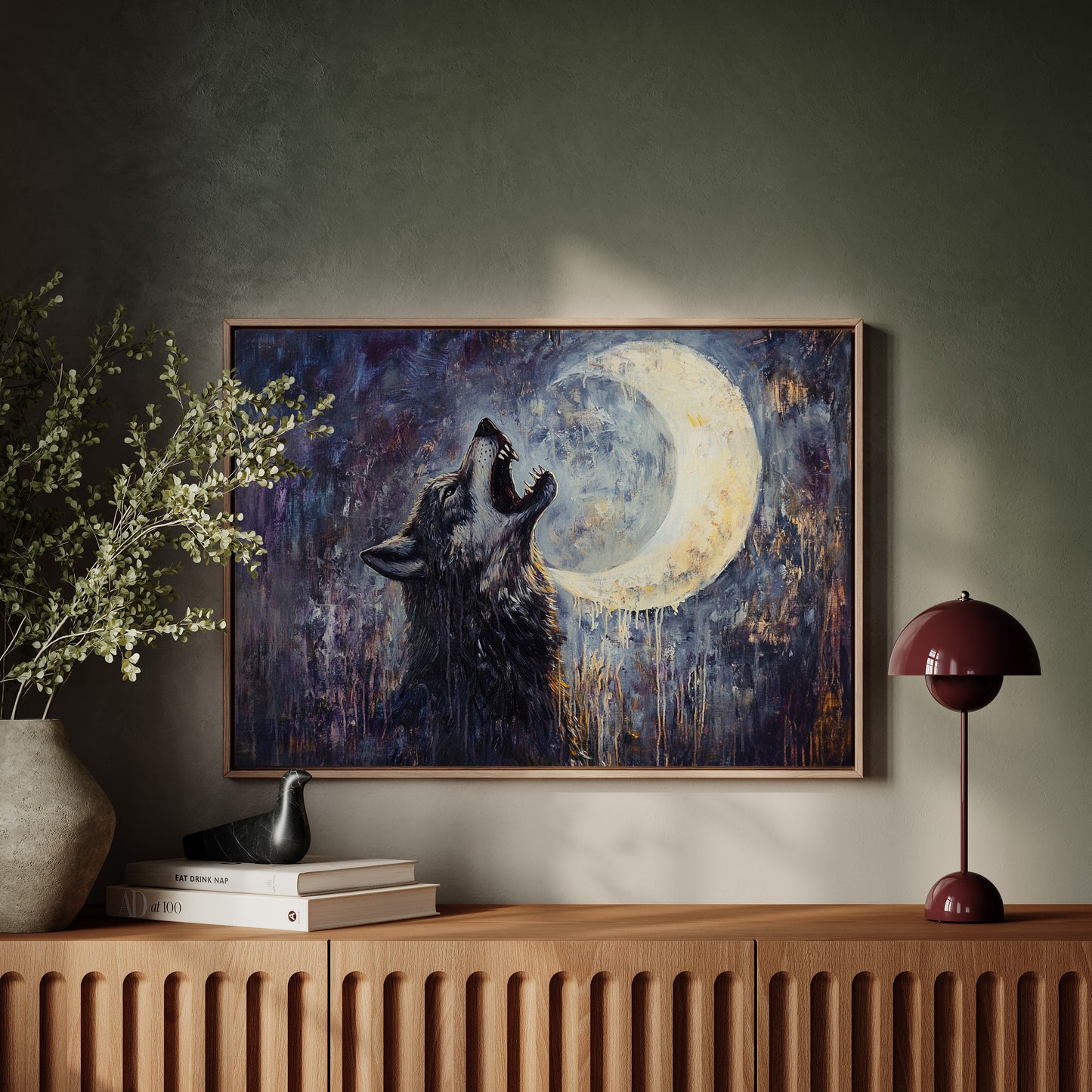 Lone Wolf Howl Under the Moon