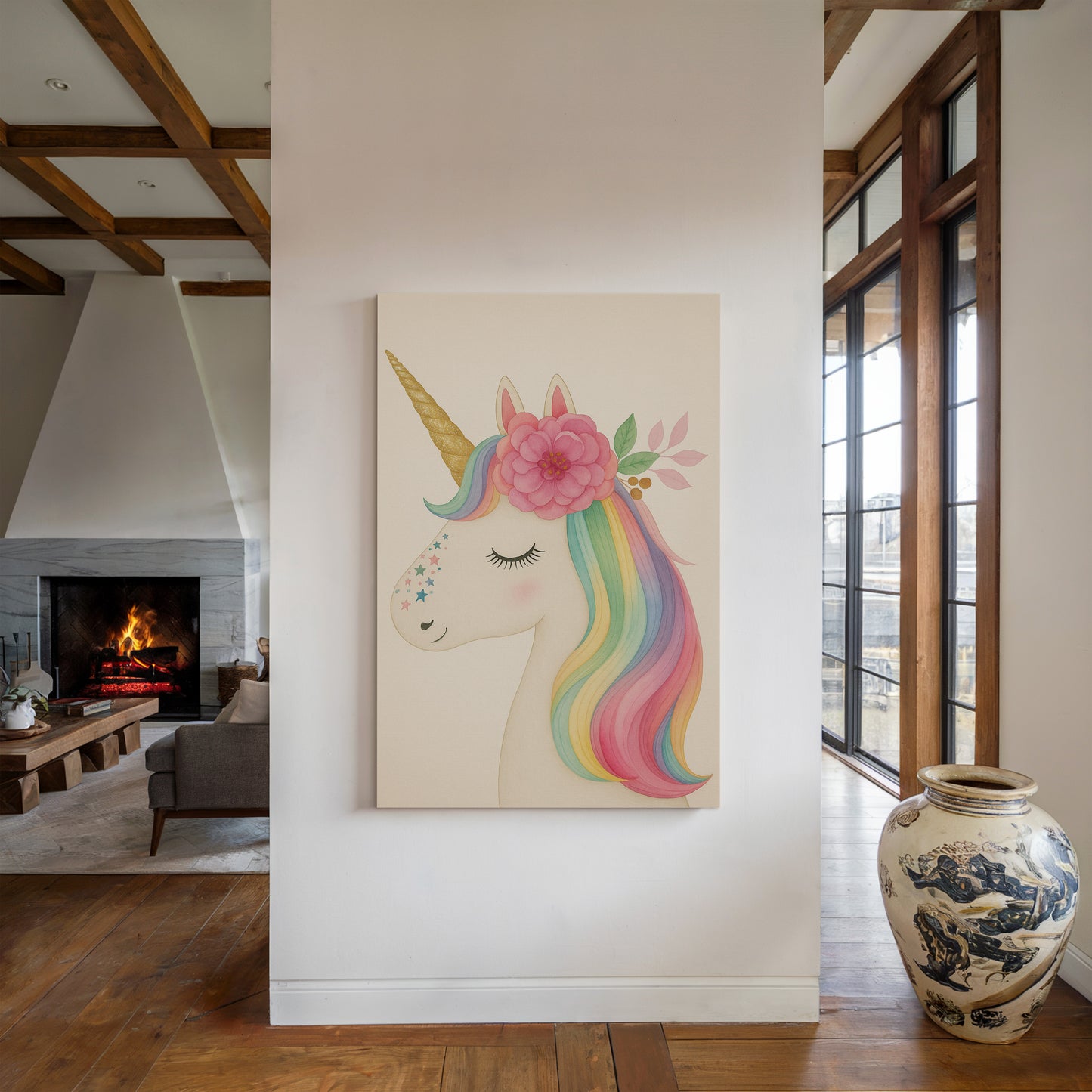 Starlit Unicorn with Rainbow Mane