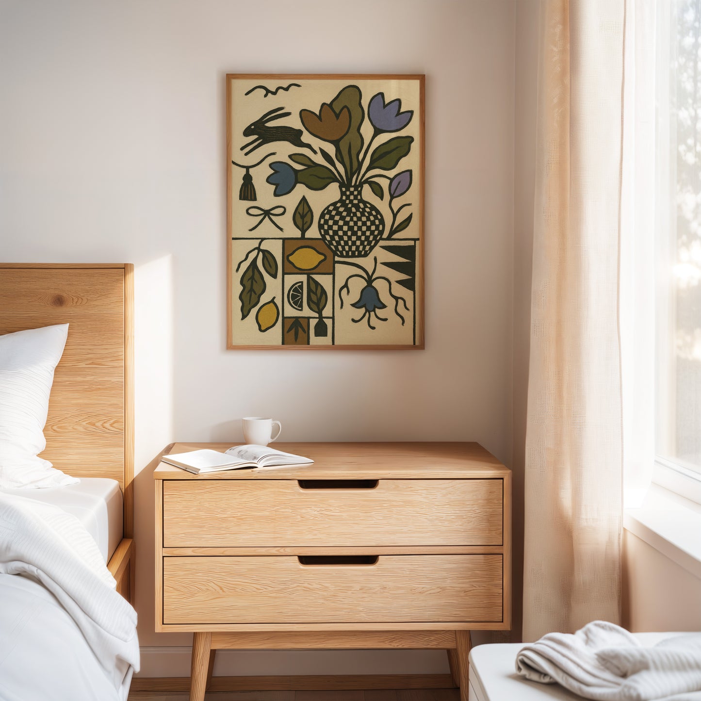 Lemon Rabbit Folk Vase