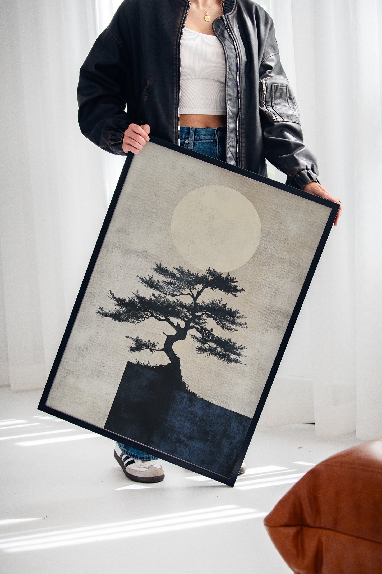 Zen Bonsai Tree Art – Minimalist Japanese Wall Print