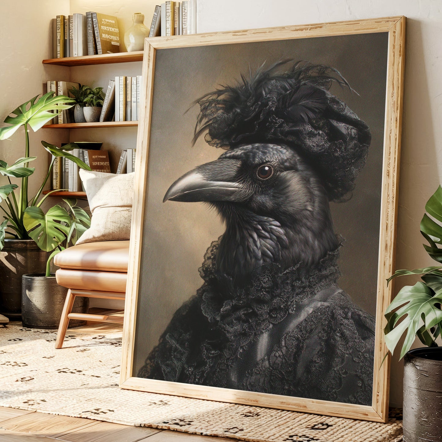 Elegantly Dressed Raven in Lace