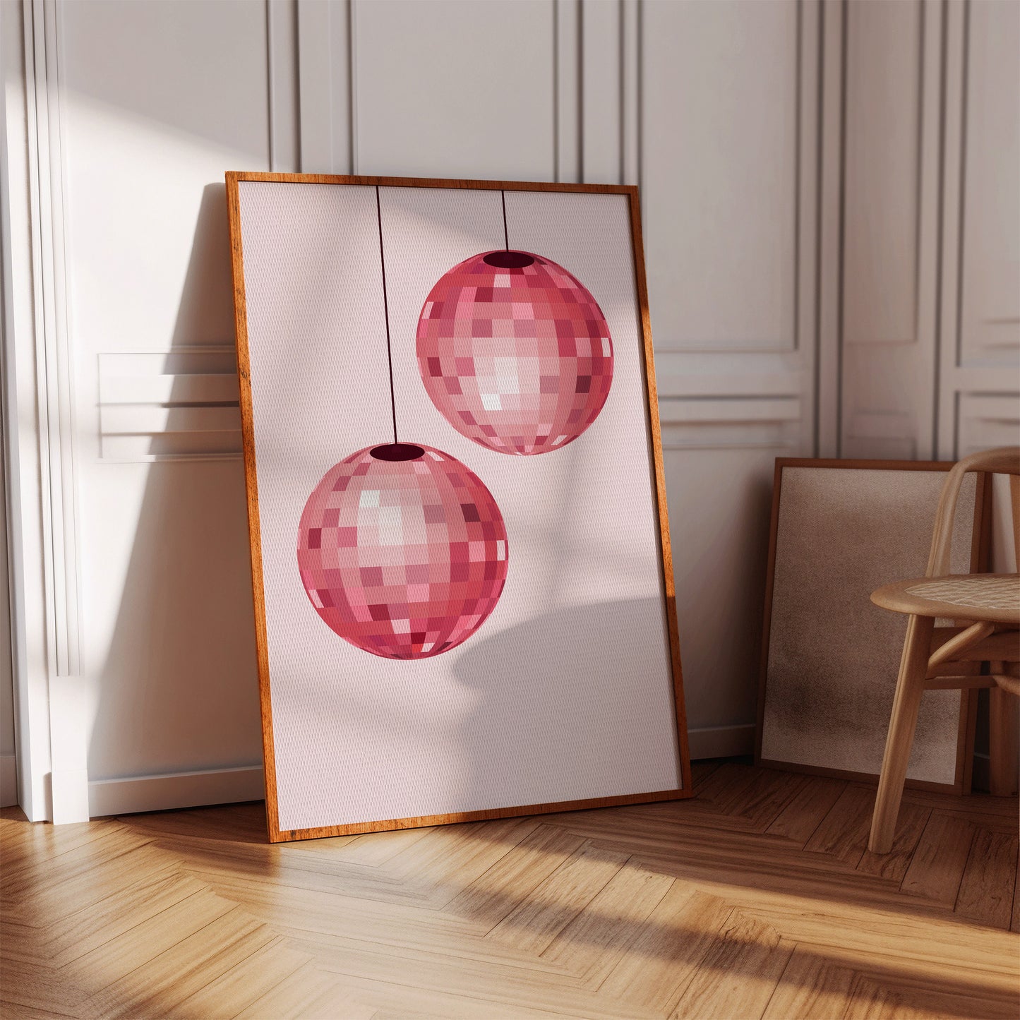 Rose Disco Spheres Catch Morning Light