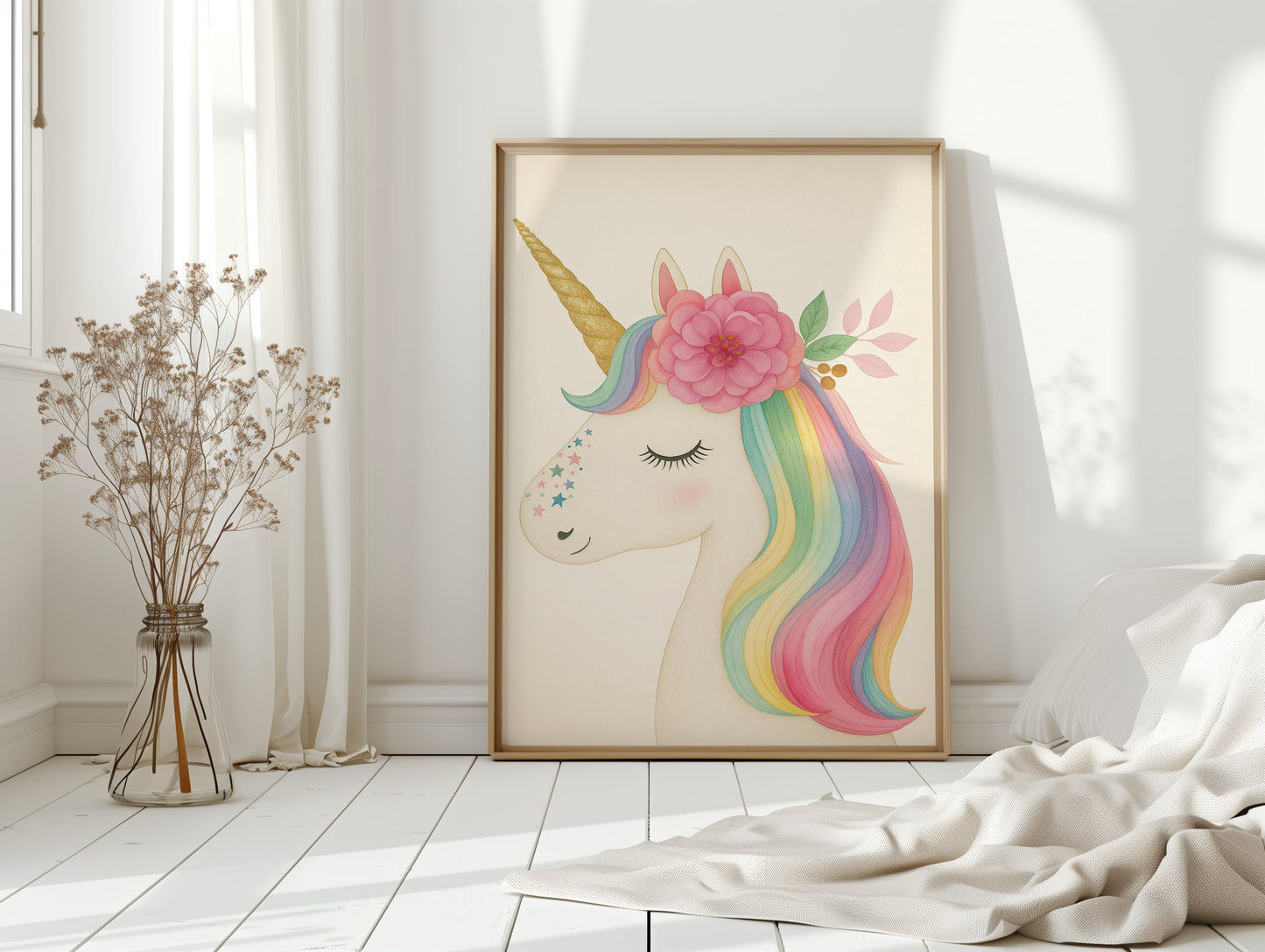Starlit Unicorn with Rainbow Mane