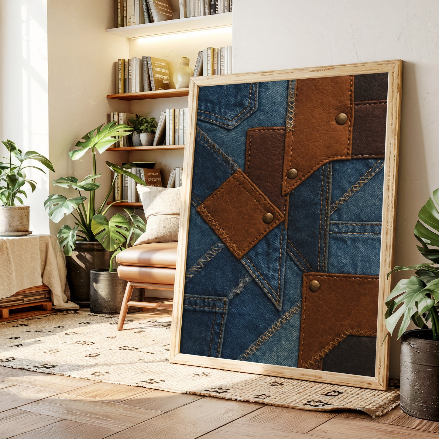 Western Patchwork Denim and Leather Print