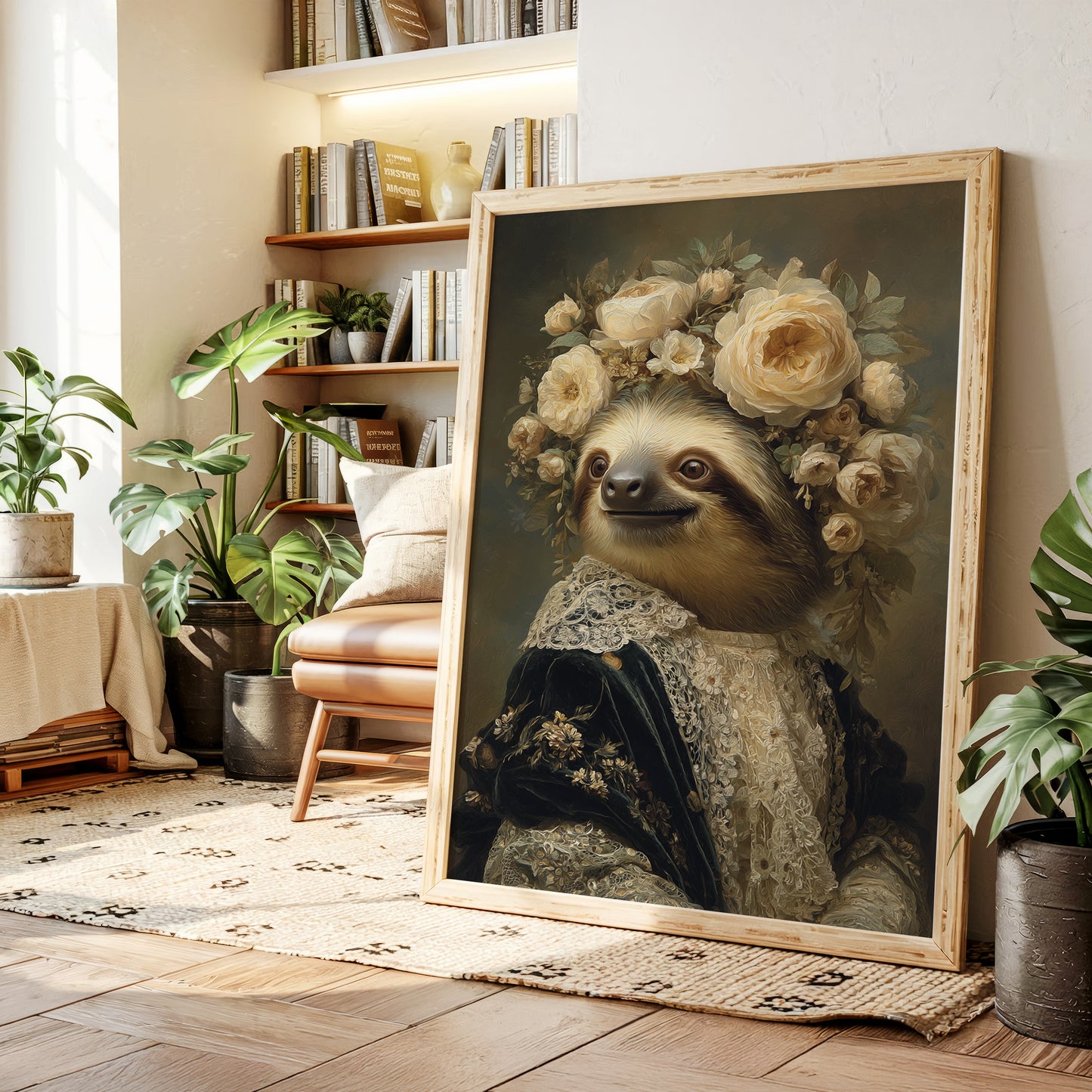 Regal Sloth Amidst Blossoms