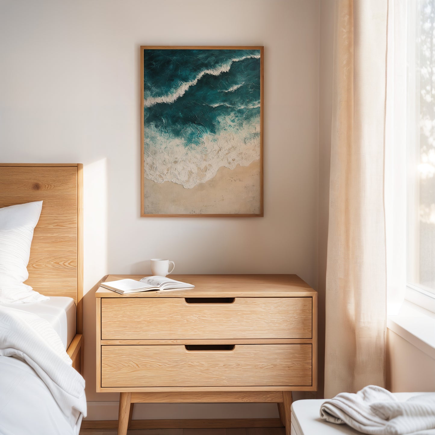 Textured Shoreline in Teal and Sand