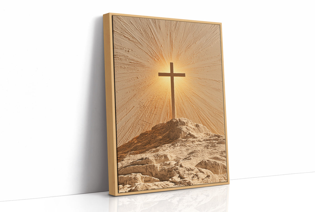 Radiant Cross on Rocky Hilltop