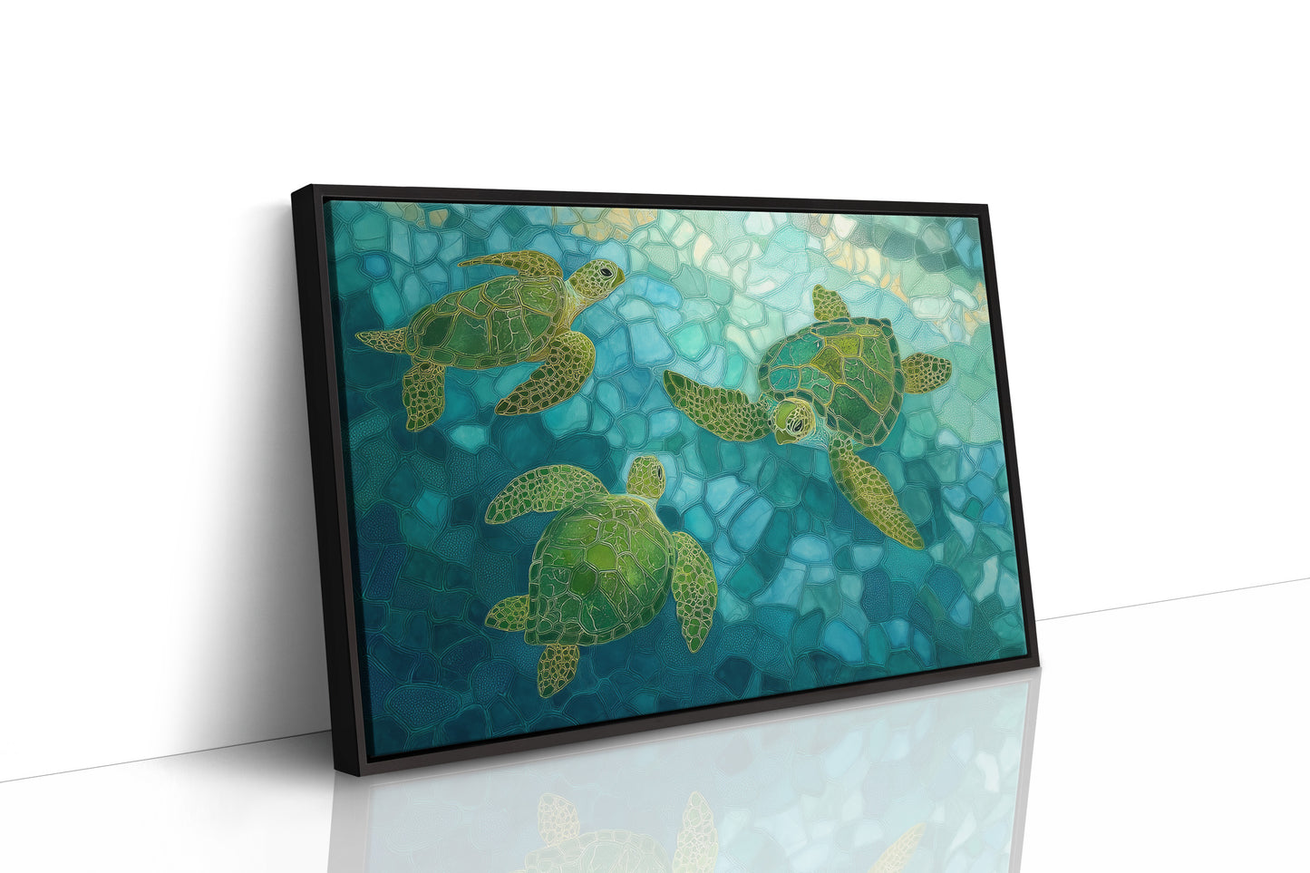 Sea Turtles Float Through Crystal Waters