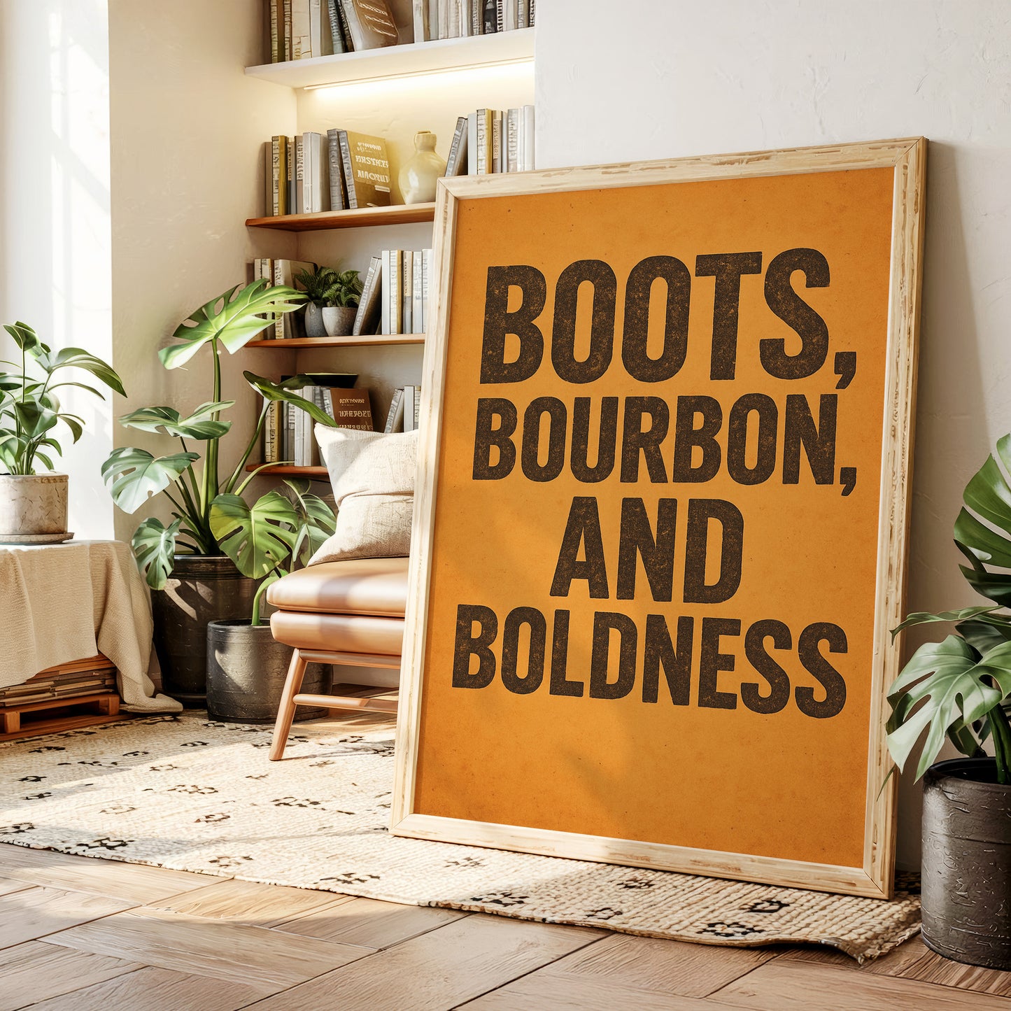 Boots Bourbon and Boldness Wall Art