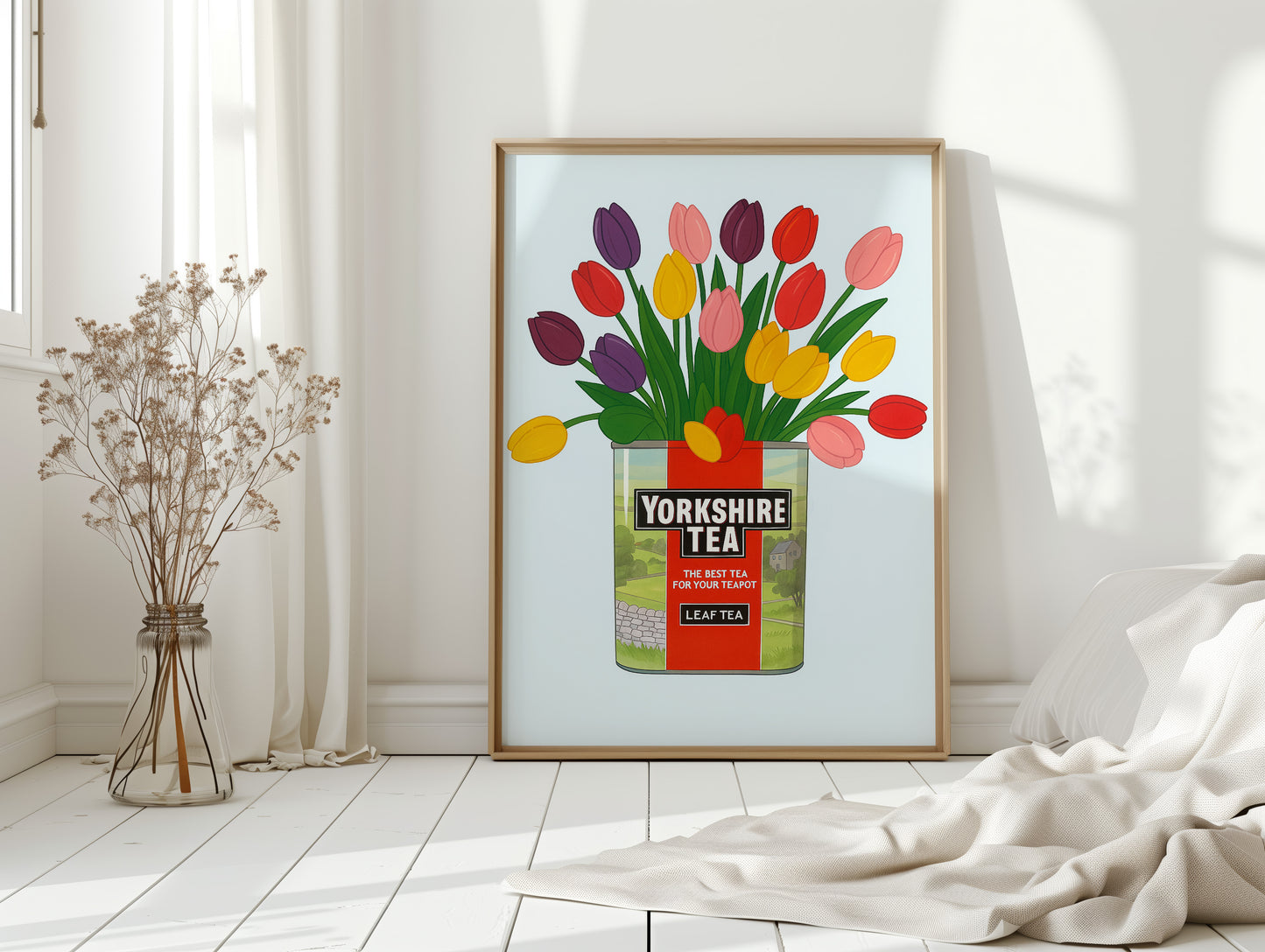 Tulips in a Yorkshire Tea Tin