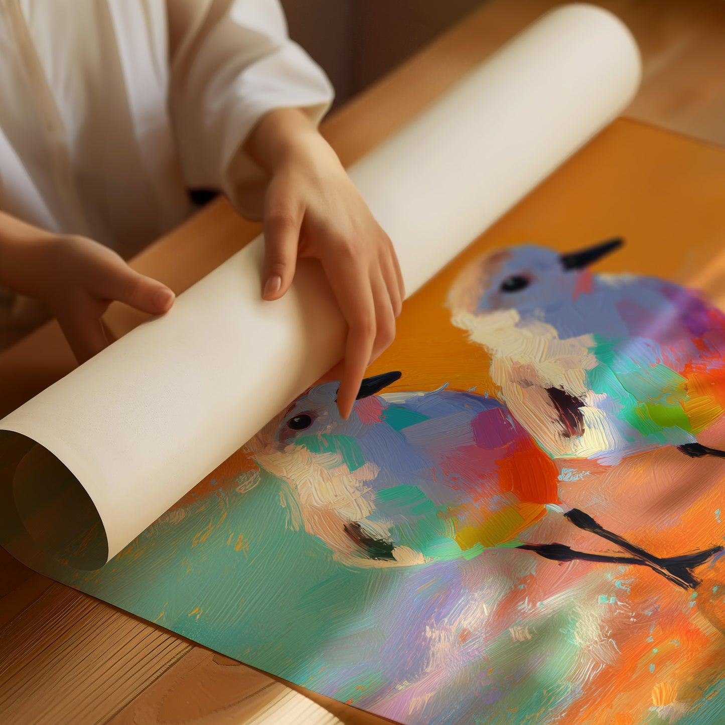 Pastel Shorebirds Walk Together