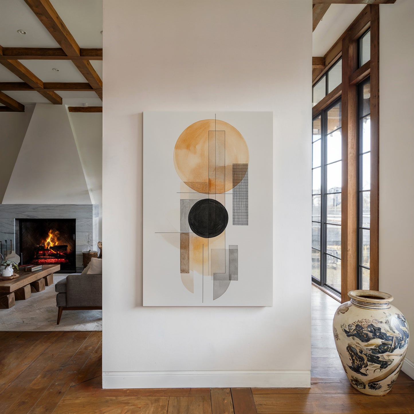 Modern Geometric Abstract Art Print – Minimalist Watercolor Design