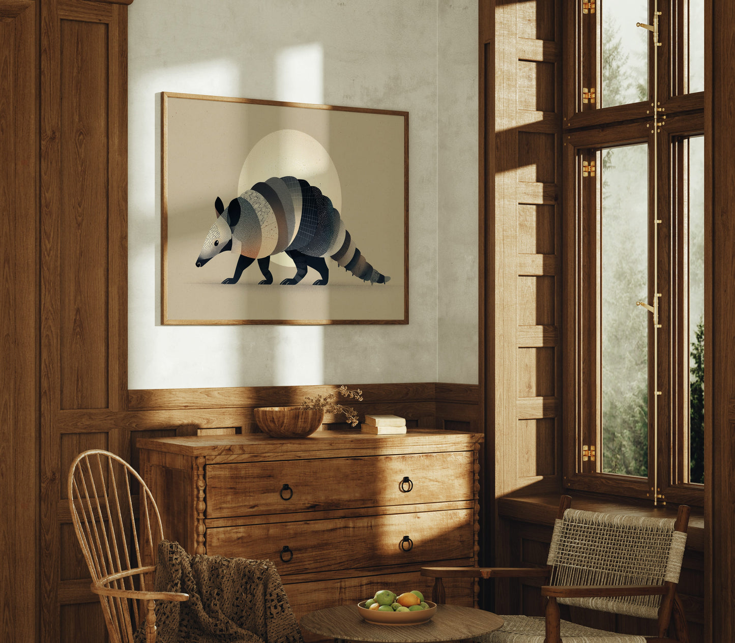 Moonlit Armadillo Carries Desert Patterns