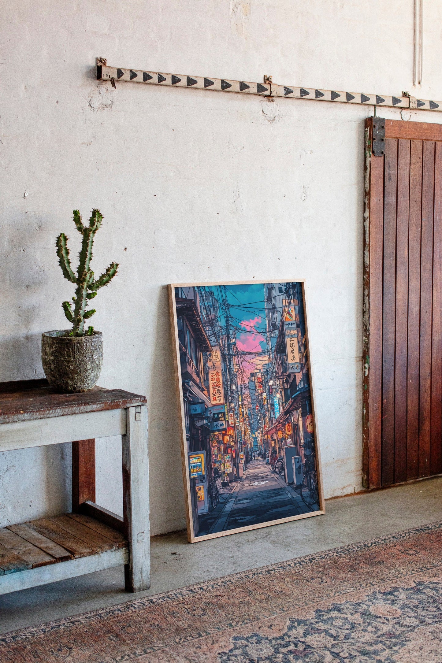 Vibrant Tokyo Street Art Print – Neon Cityscape Aesthetic