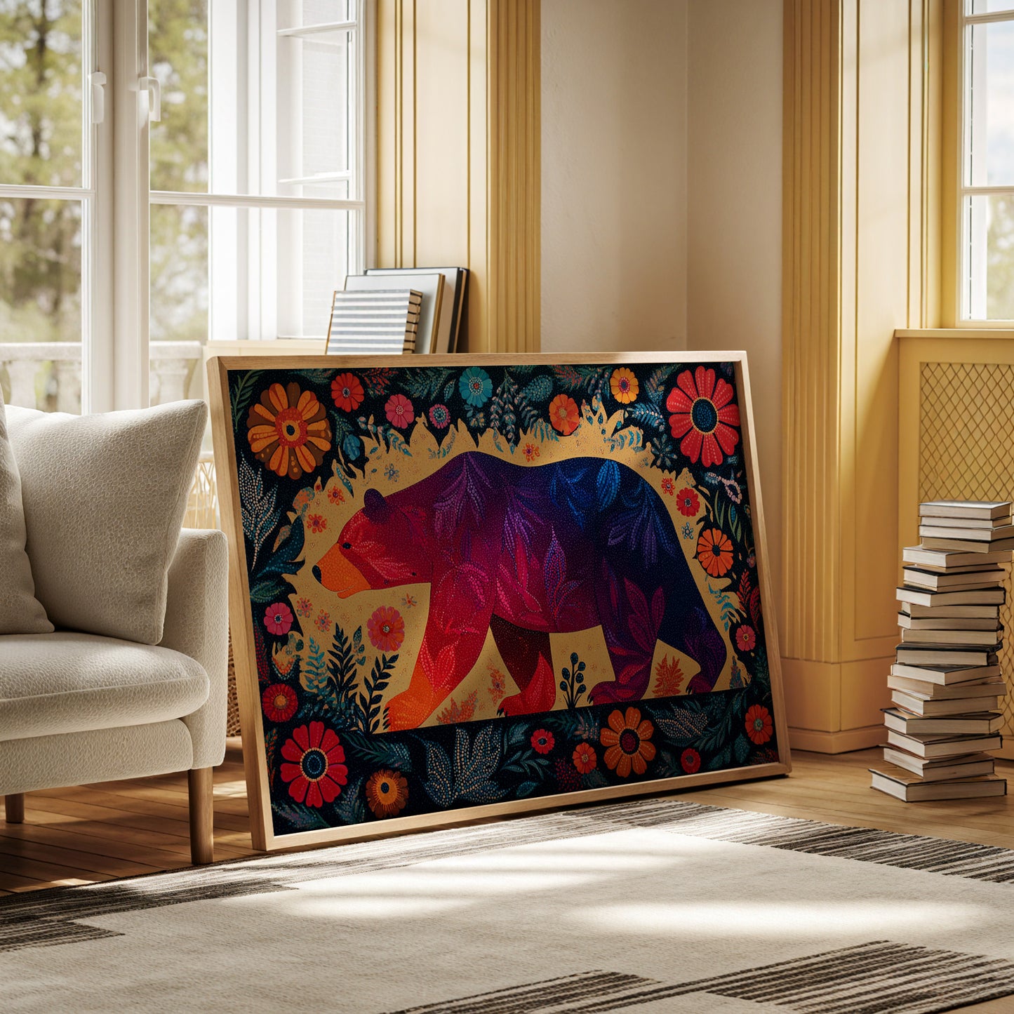 Twilight Bear Among Summer Blooms