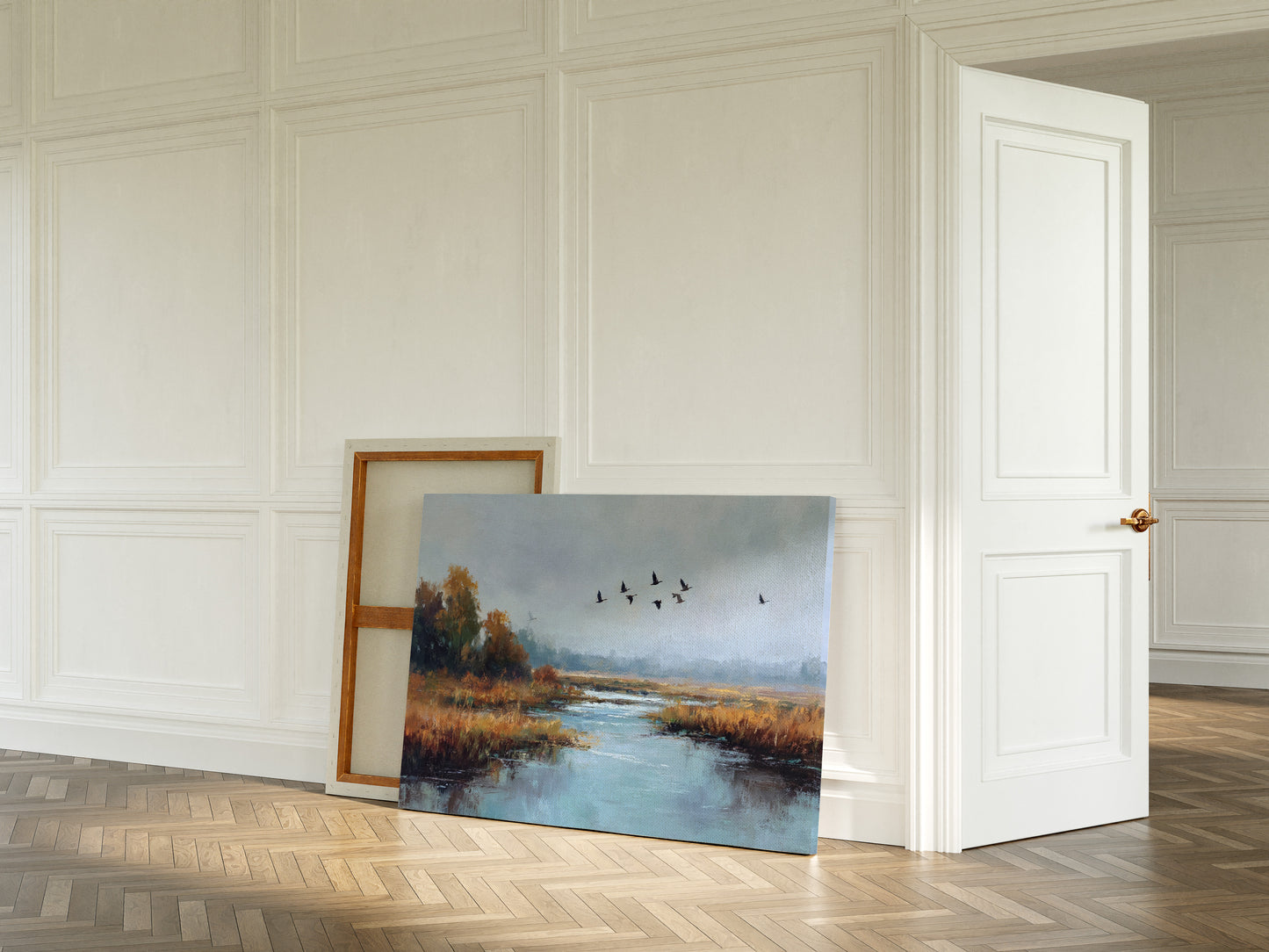 Autumn Geese Cross Silver Waters