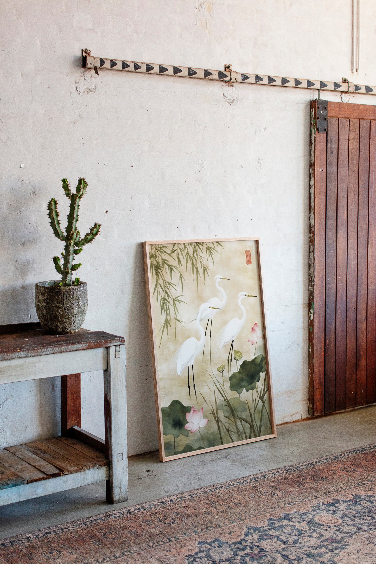 Japanese Egret Wall Art – Elegant Minimalist Nature Print