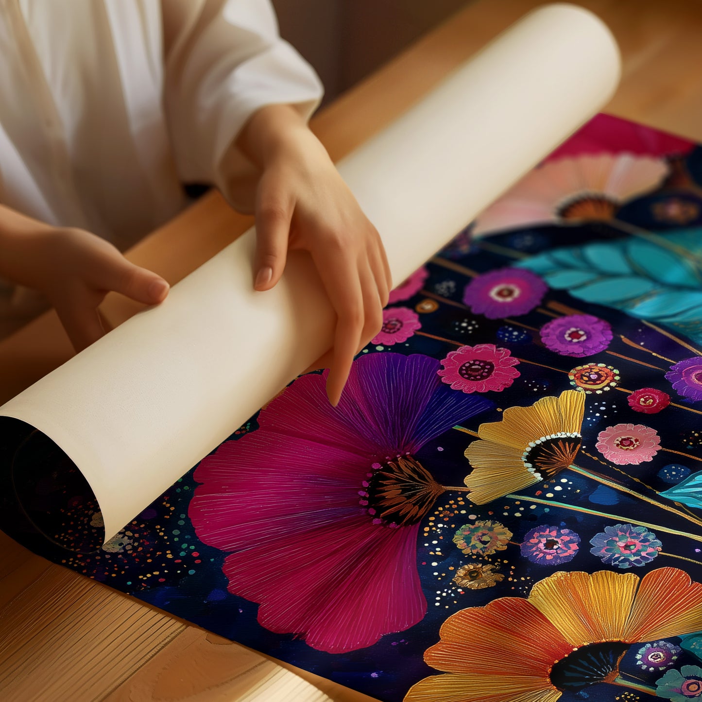 Midnight Garden Blooms Electric Dreams