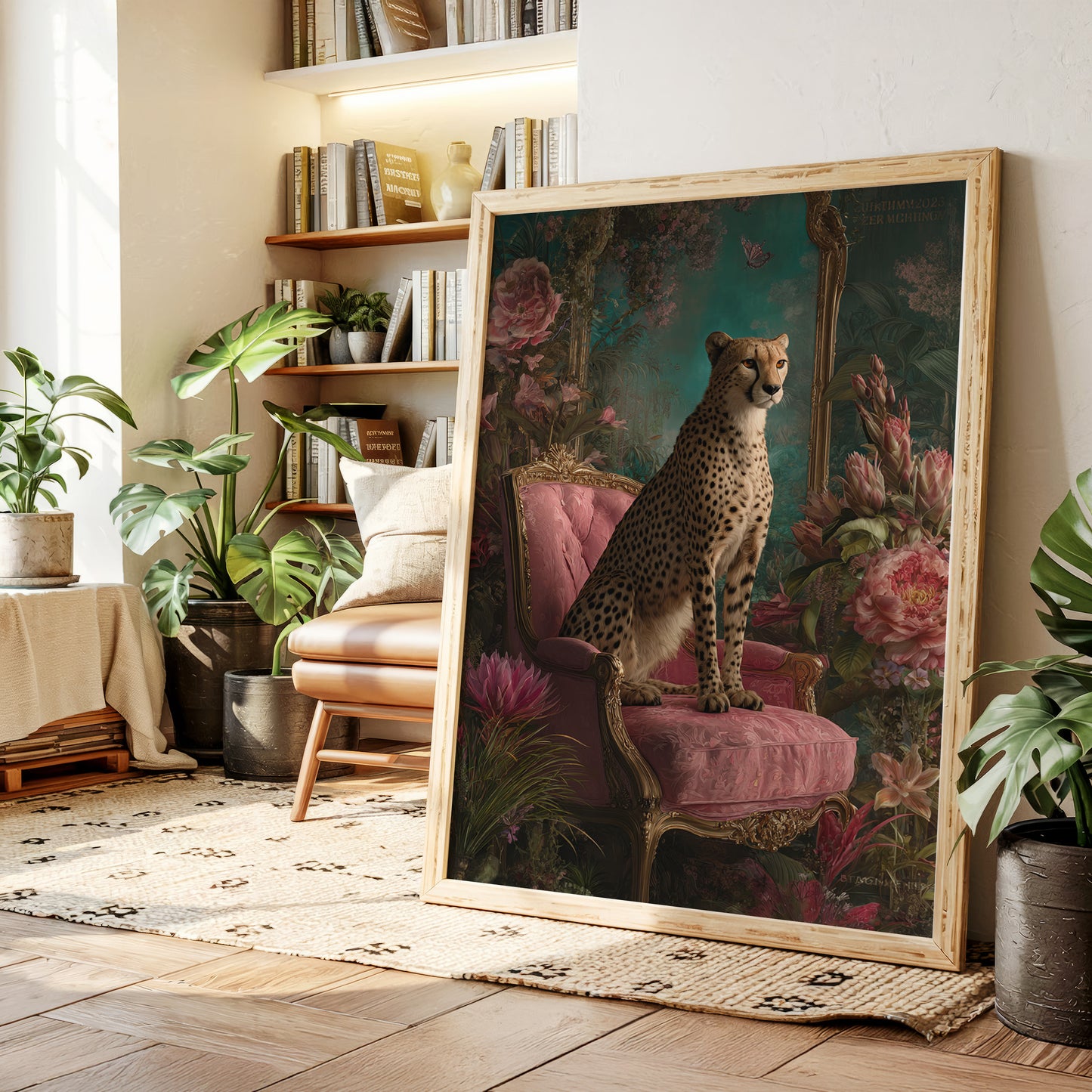 Regal Gaze Amidst Floral Splendor