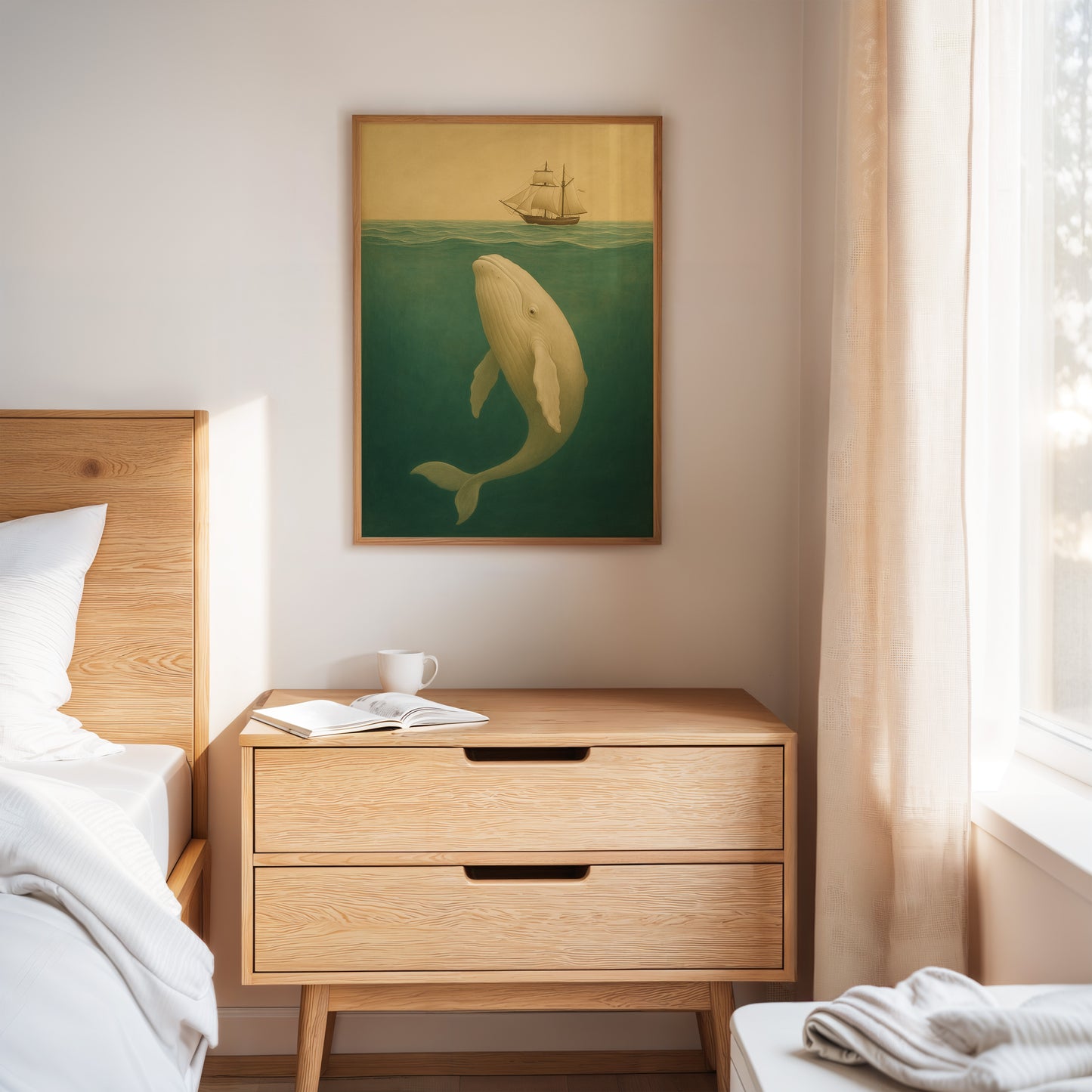 Whale Beneath the Golden Horizon