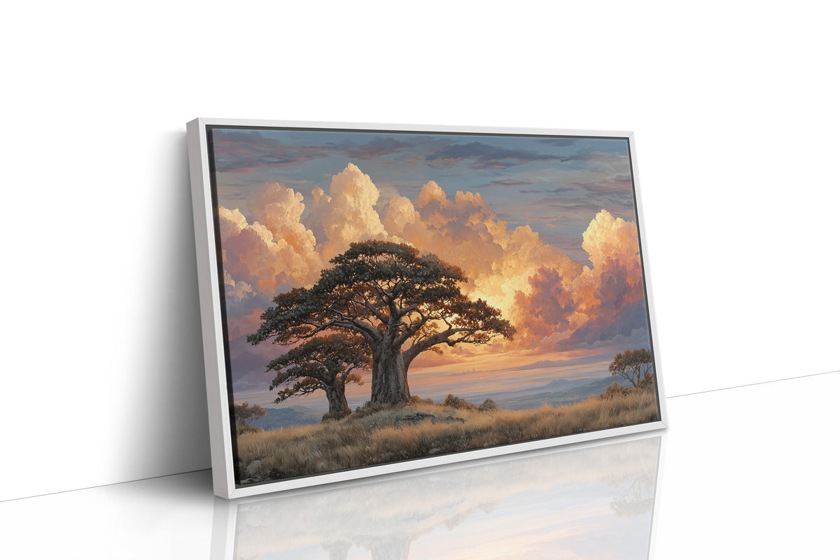 Two Baobabs, One Shared Sunset