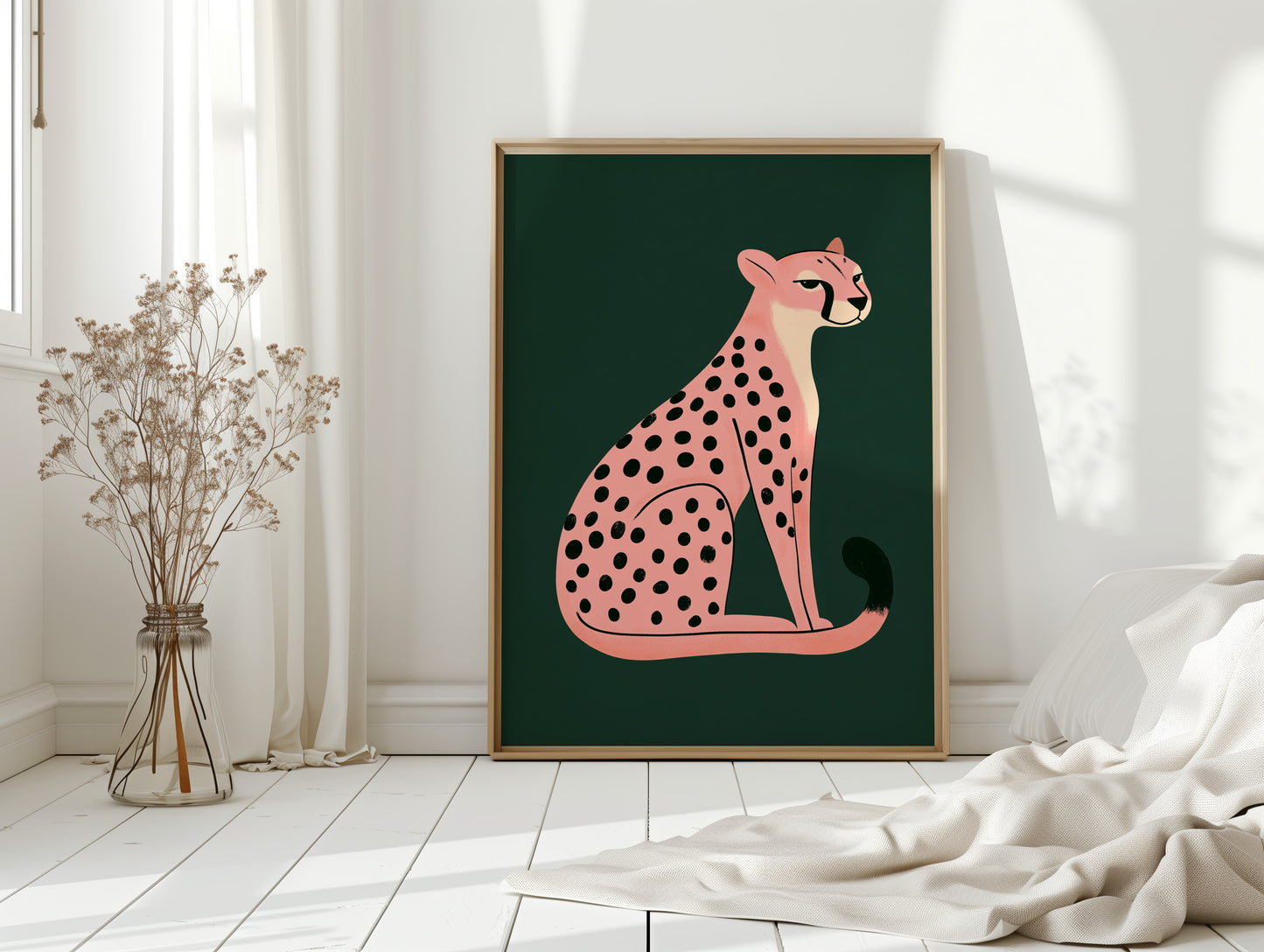 Sassy Coral Cheetah Illustration