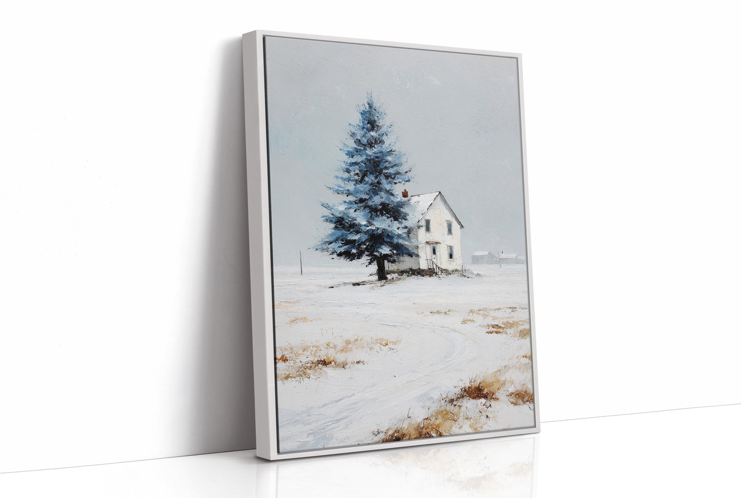 Farmhouse Under Blue Spruce