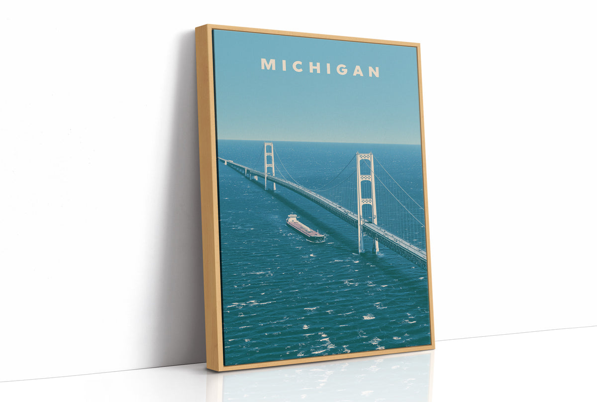 Mackinac Bridge Freighter Crossing