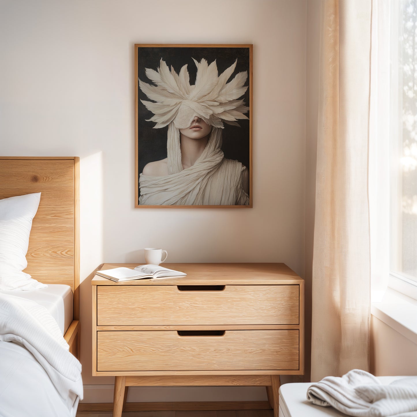 Silent Priestess in Ivory Plumes