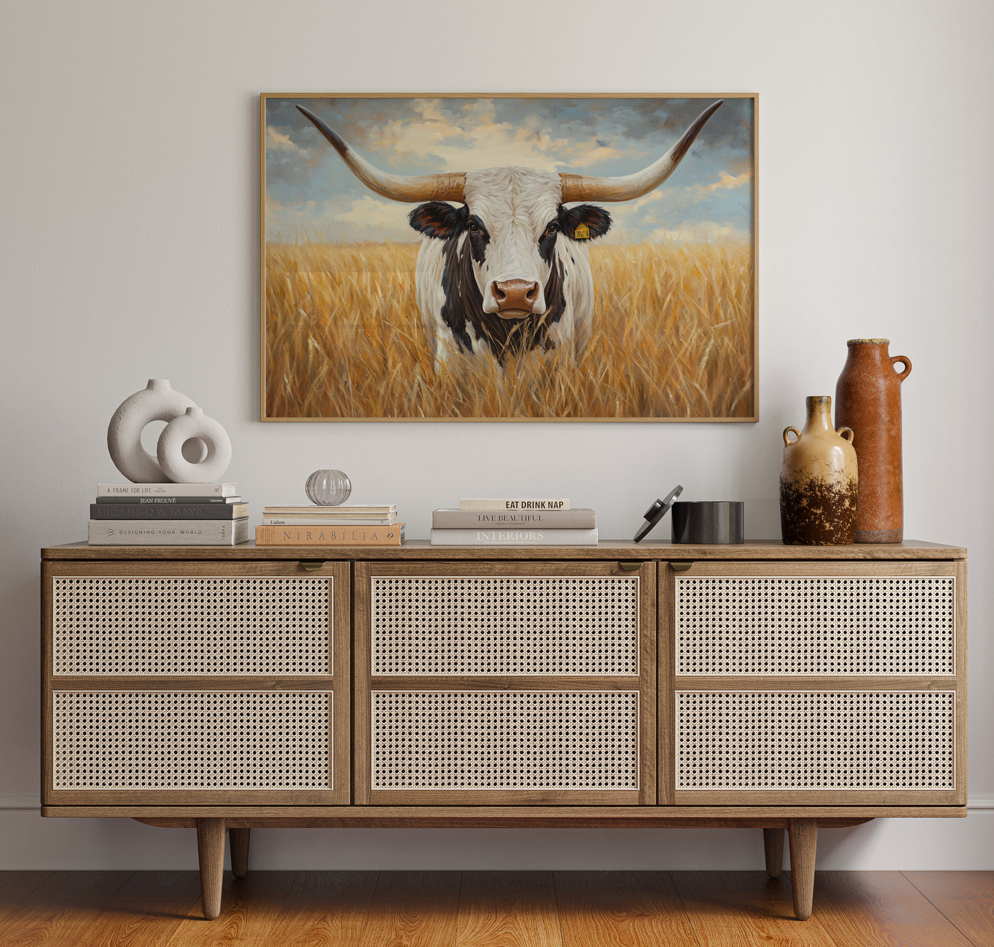 Golden Fields Meet Longhorn's Gaze