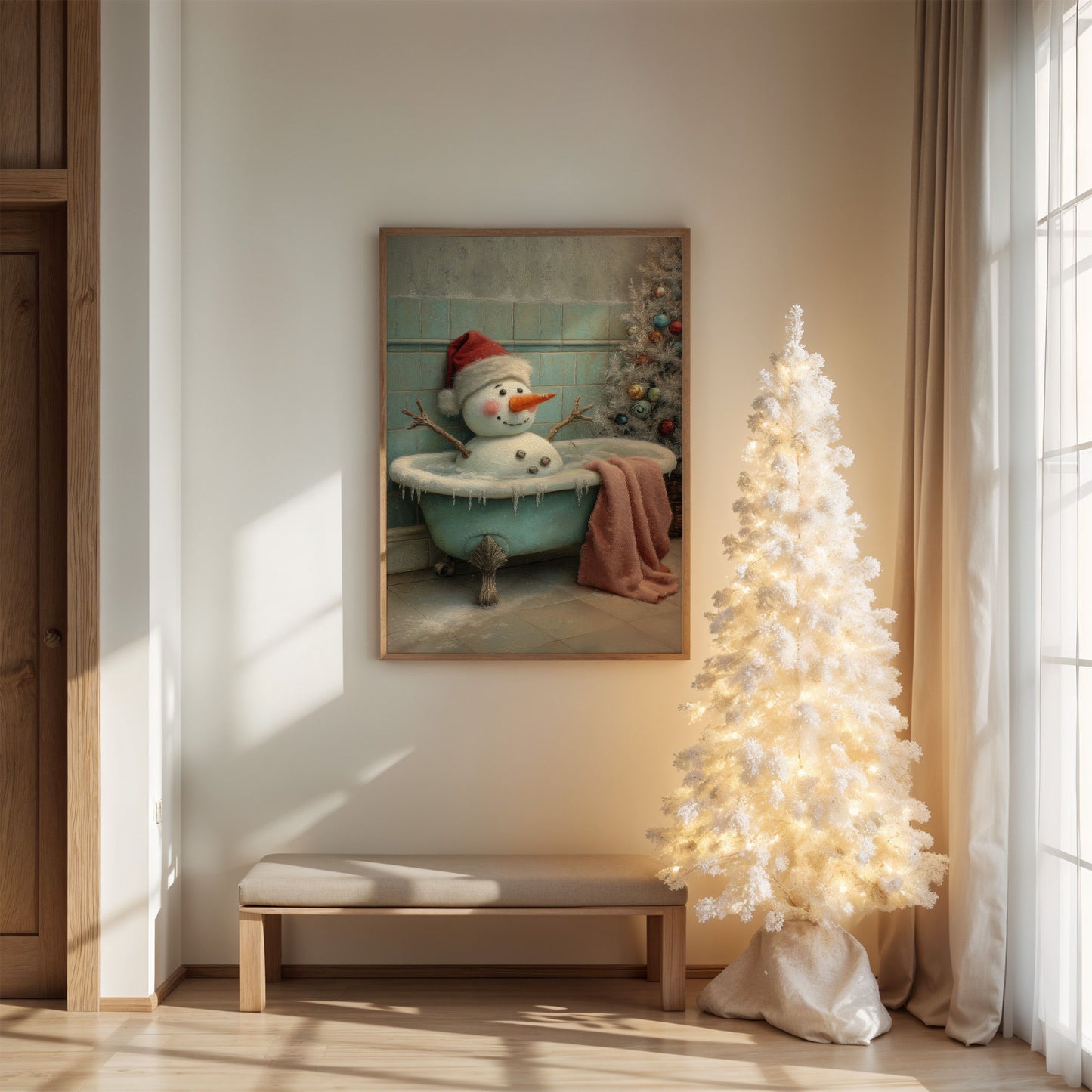 Snowman Takes A Warm Bath