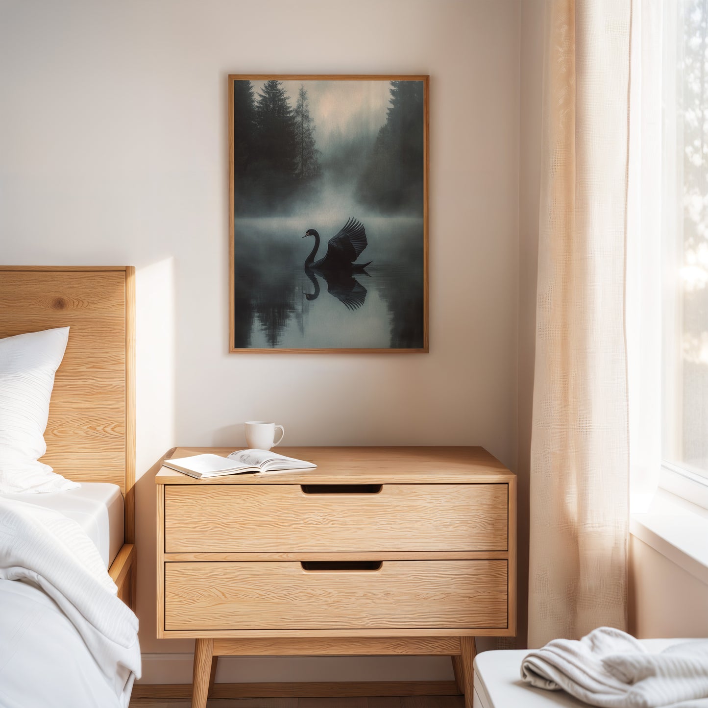 Black Swan in Morning Fog