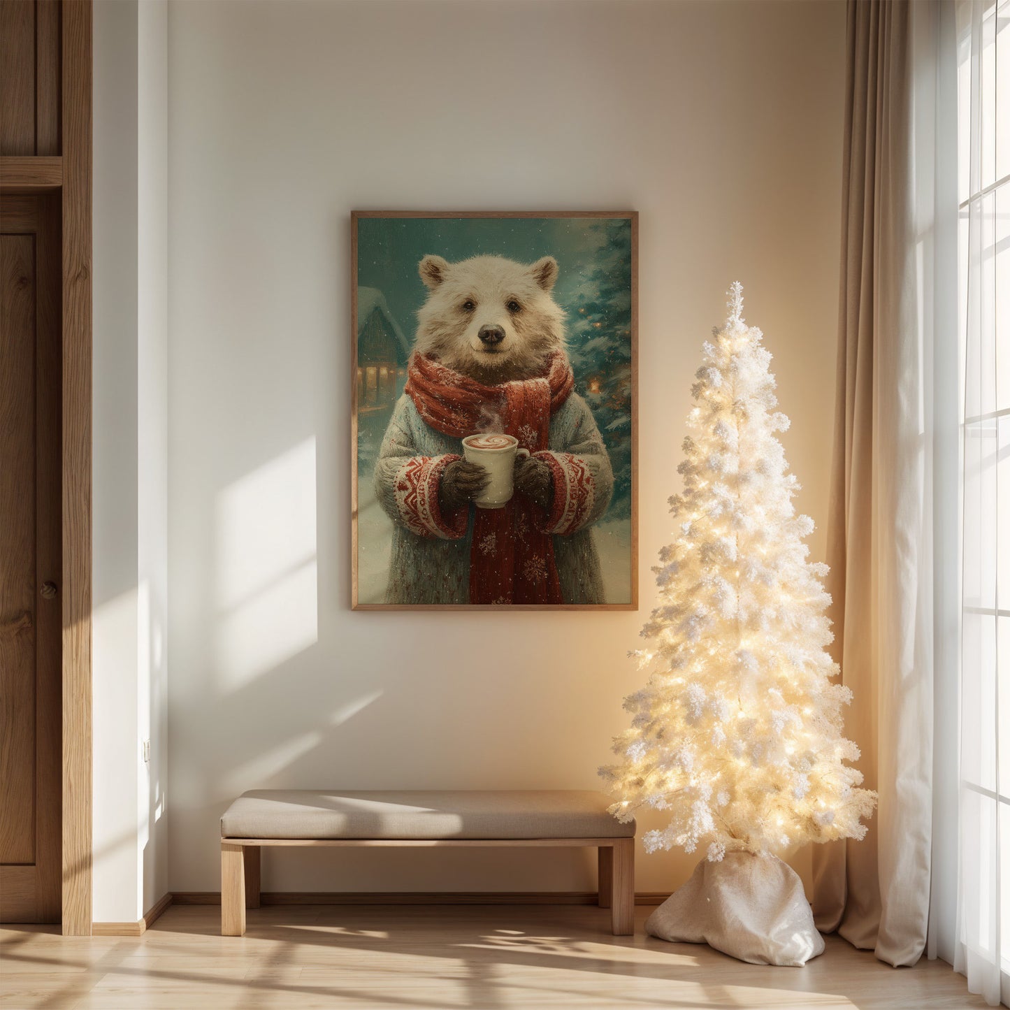 Winter Bear Savors Cozy Cocoa Moments