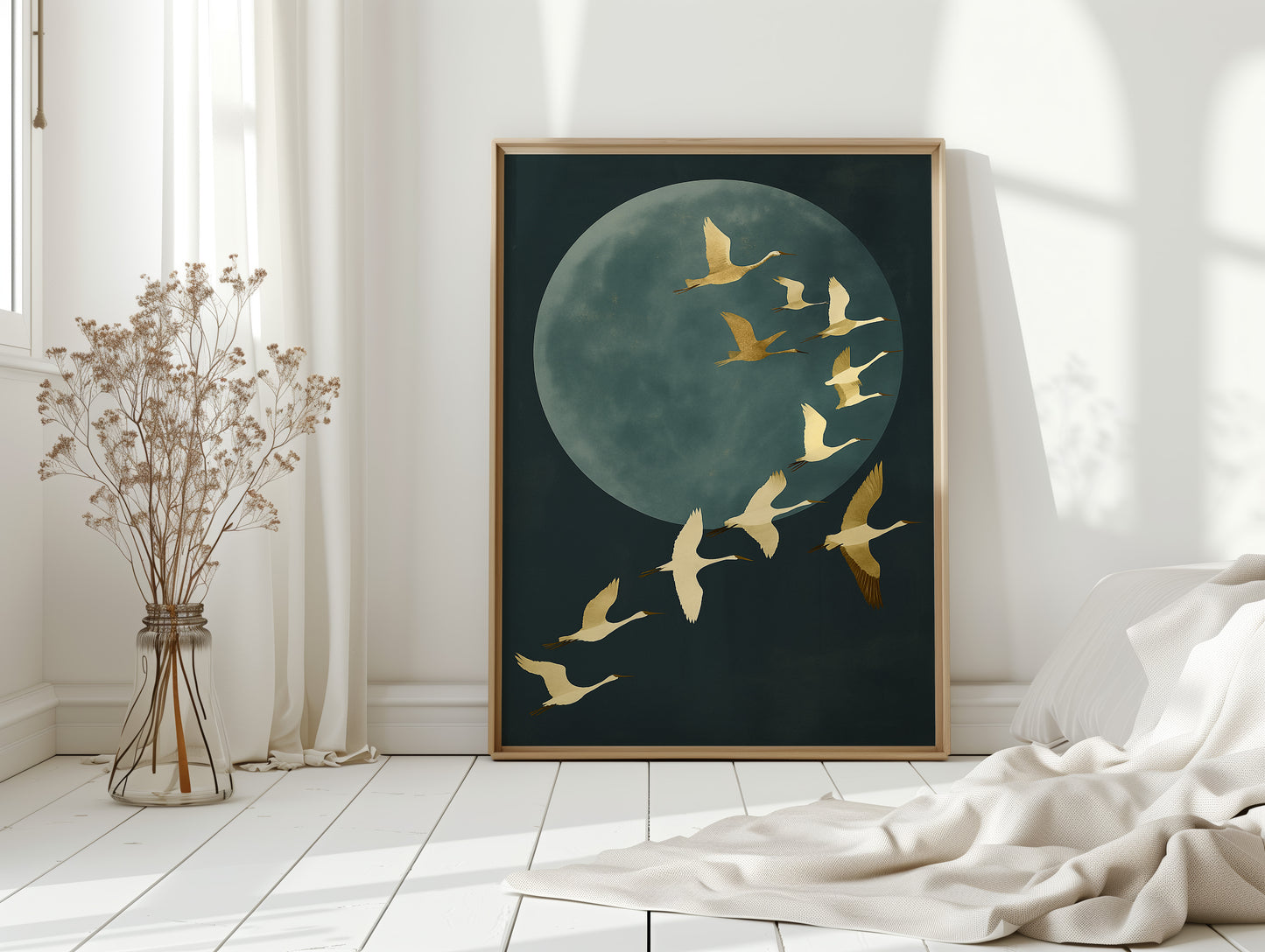 Golden Flight Beneath a Silent Moon