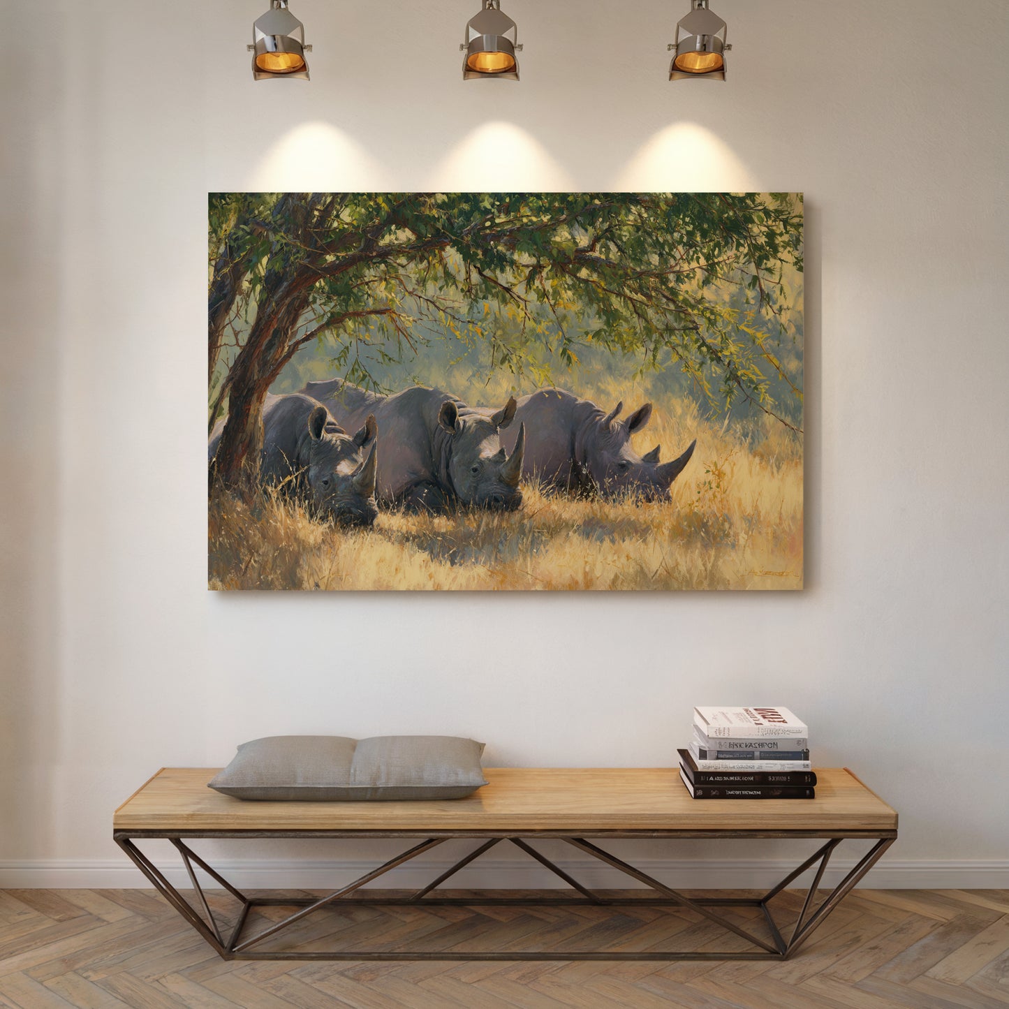 Three Giants Rest In Golden Grass